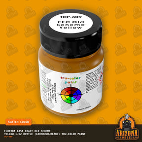 Florida East Coast OLD SCHEME YELLOW 1-oz bottle (Air-brush) Tru-Color Paint-with color swatch-Arizona Hobbies
