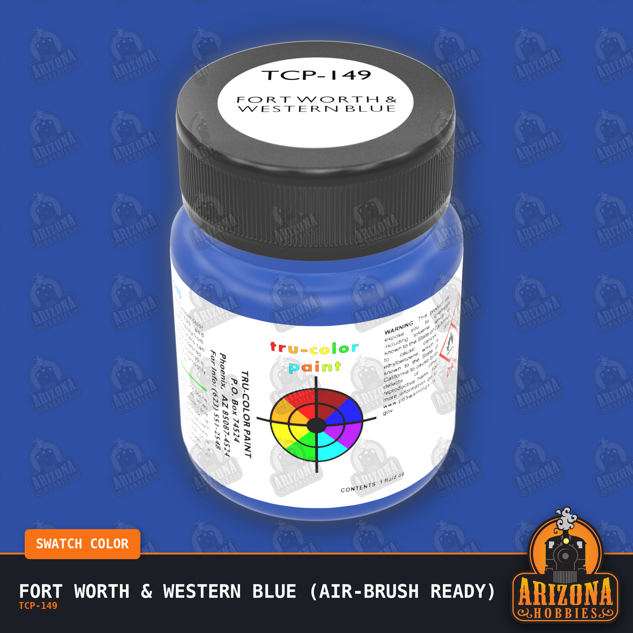 Fort Worth & Western BLUE 1-oz bottle (Air-brush) Tru-Color Paint-with color swatch-Arizona Hobbies