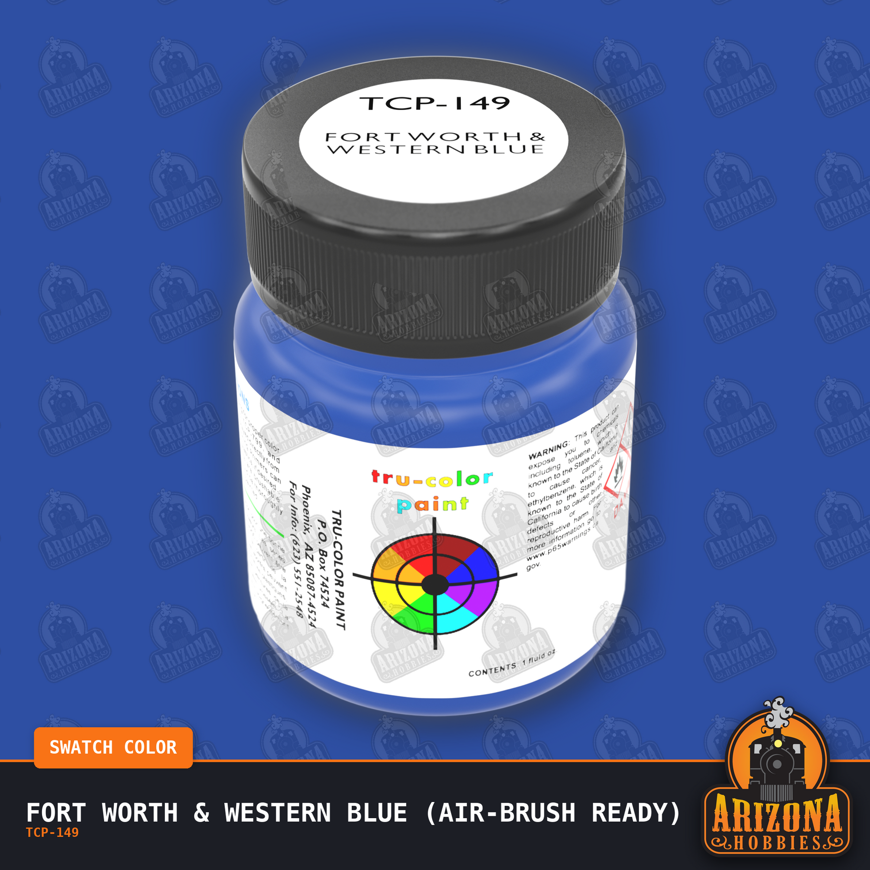 Fort Worth & Western BLUE 1-oz bottle (Air-brush) Tru-Color Paint-with color swatch-Arizona Hobbies