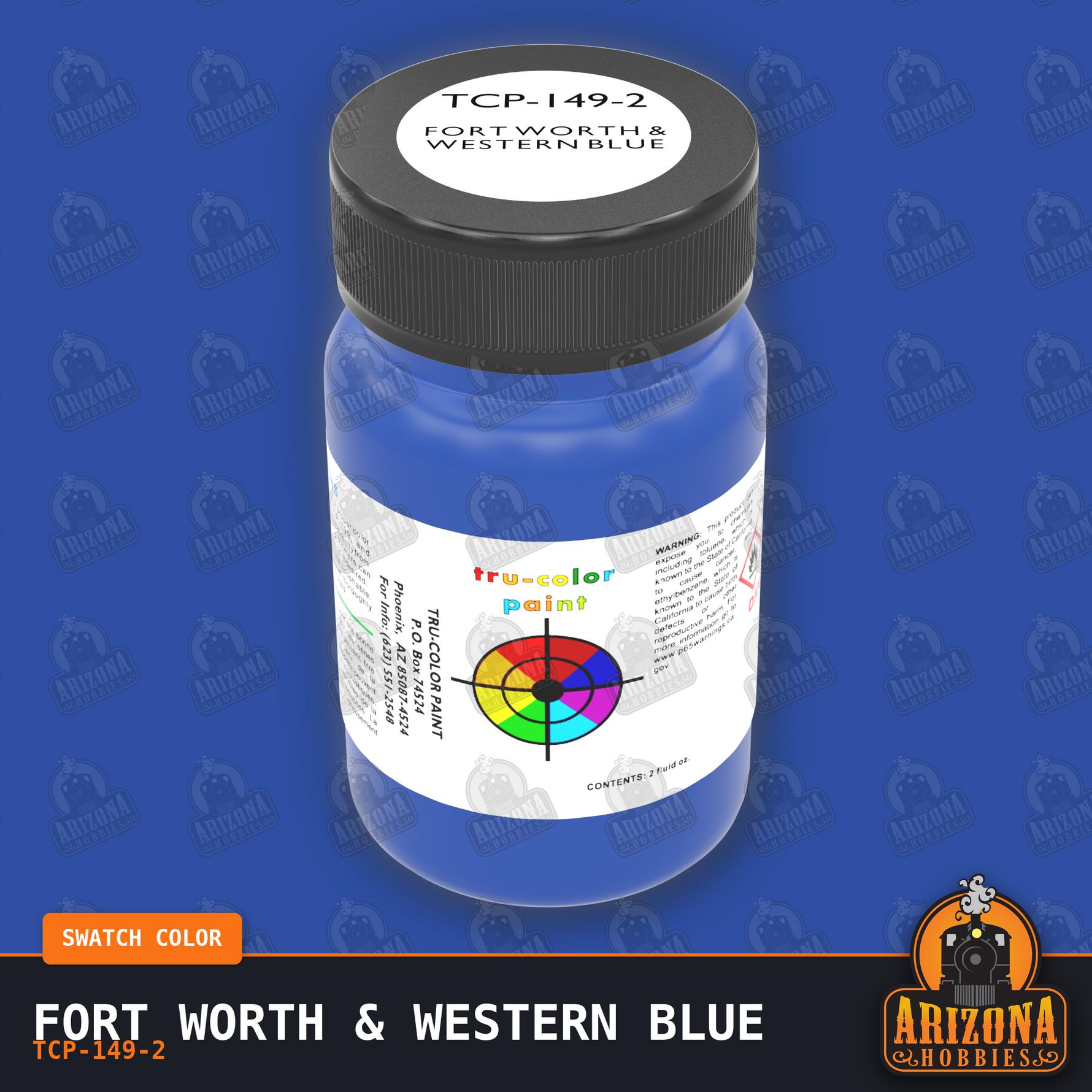 Fort Worth & Western BLUE 2-oz bottle (Air-brush) Tru-Color Paint SPECIAL ORDER ONLY-with color swatch-Arizona Hobbies