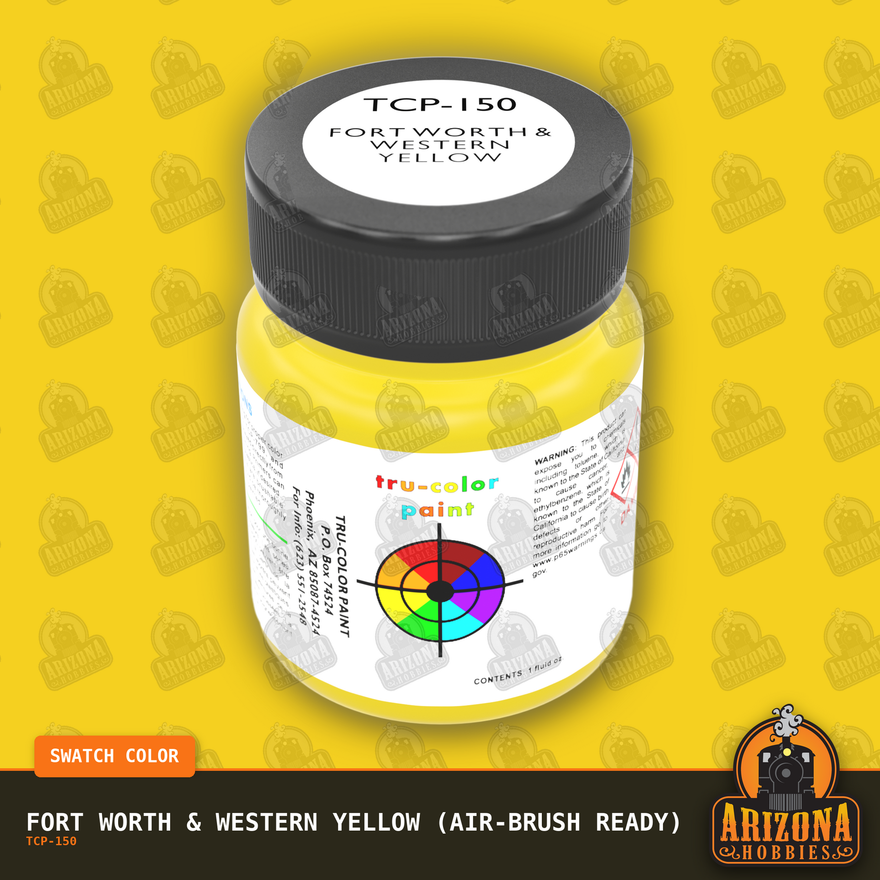 Fort Worth & Western YELLOW 1-oz bottle (Air-brush) Tru-Color Paint-with color swatch-Arizona Hobbies