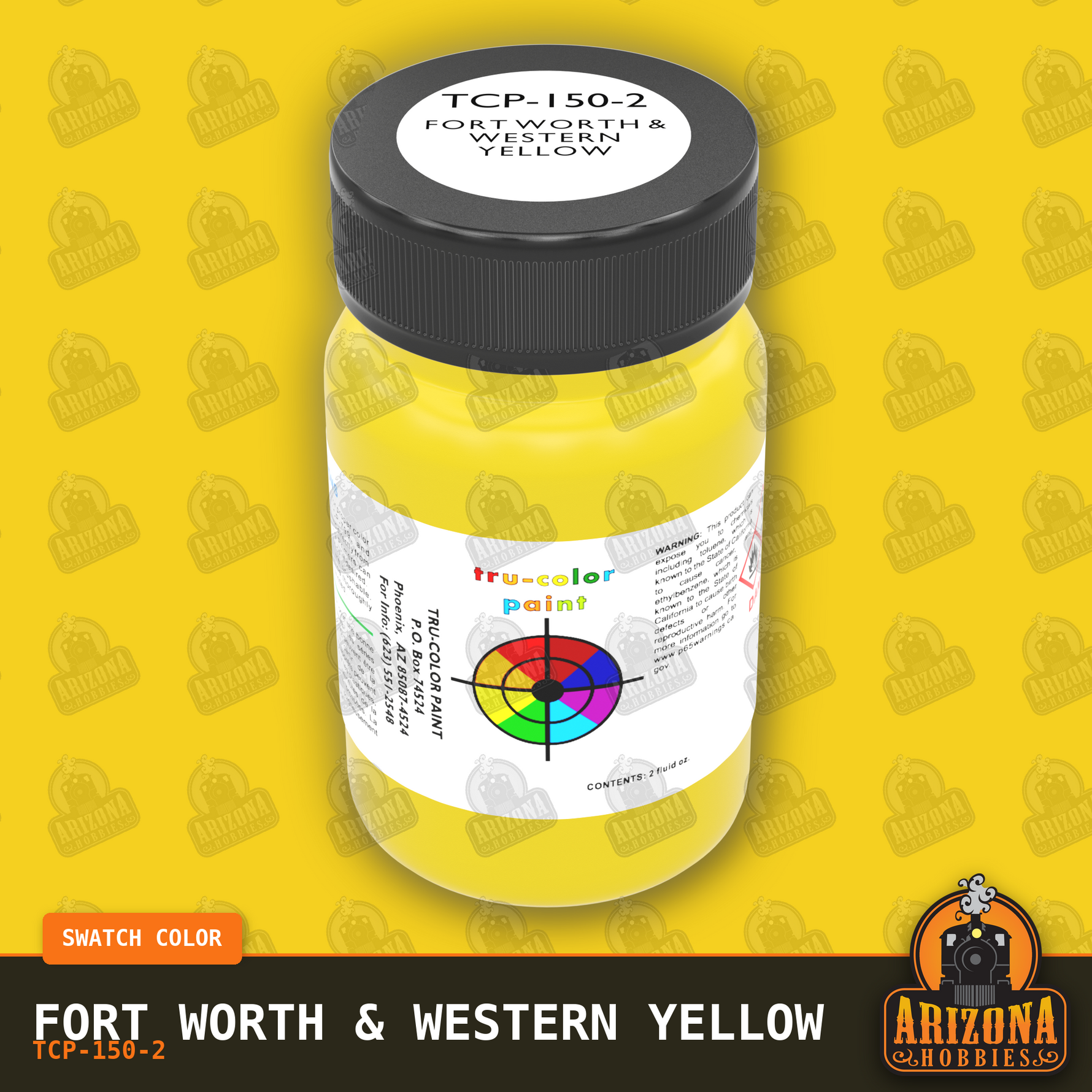 Fort Worth & Western YELLOW 2-oz bottle (Air-brush) Tru-Color Paint SPECIAL ORDER ONLY-with color swatch-Arizona Hobbies