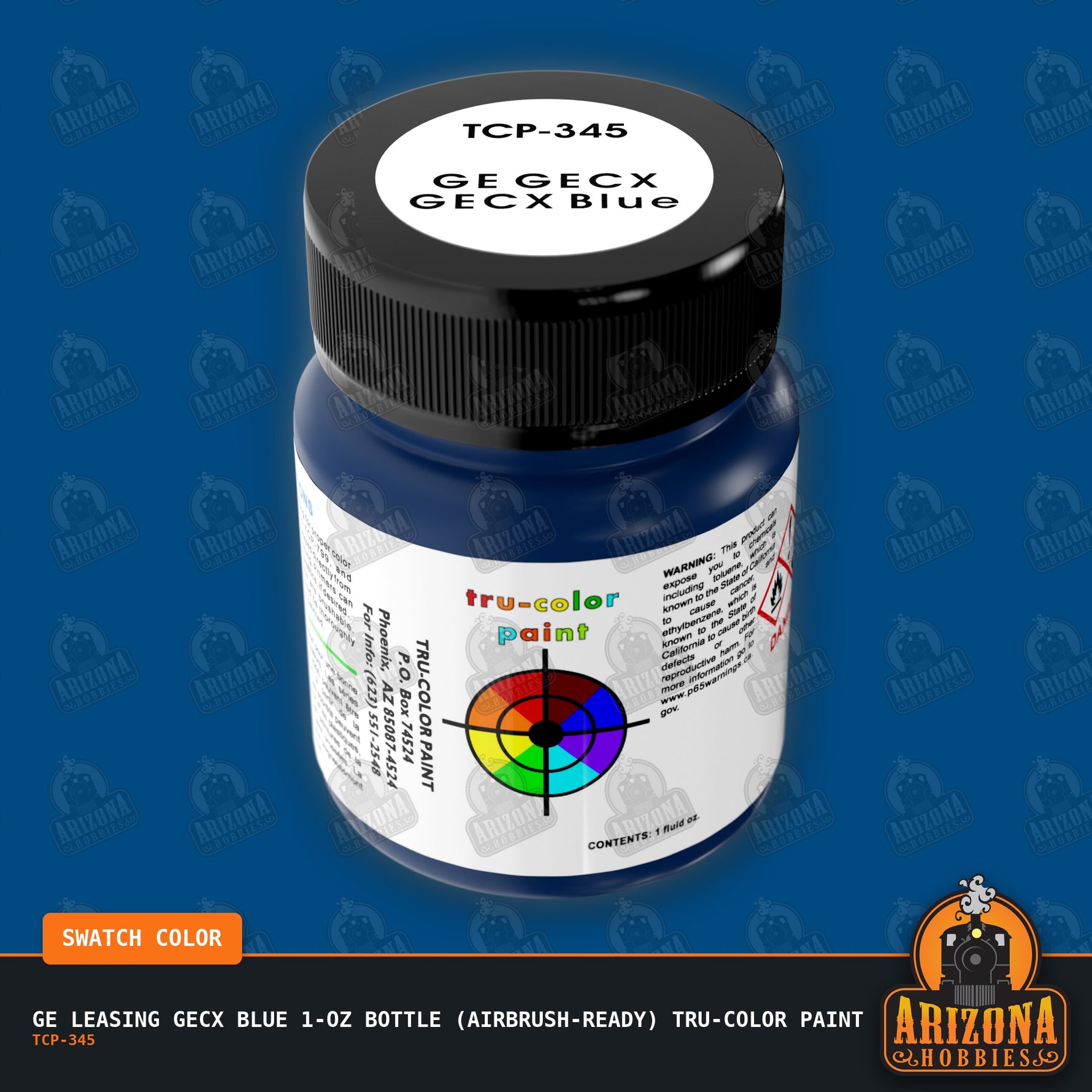GE Leasing GECX BLUE 1-oz bottle (Air-brush) Tru-Color Paint-with color swatch-Arizona Hobbies
