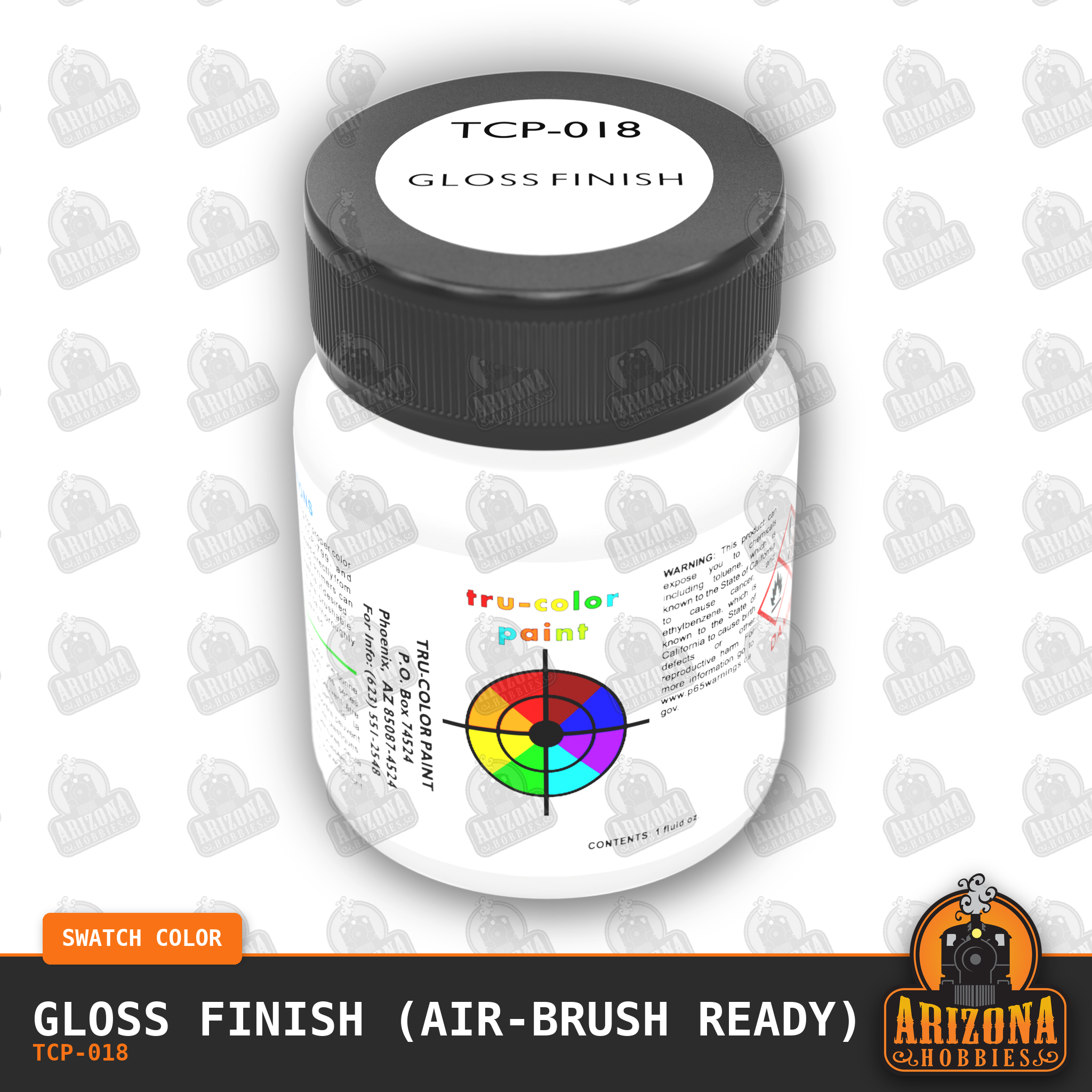 GLOSS Clear Finish 1-oz bottle (Air-brush) Tru-Color Paint-with color swatch-Arizona Hobbies