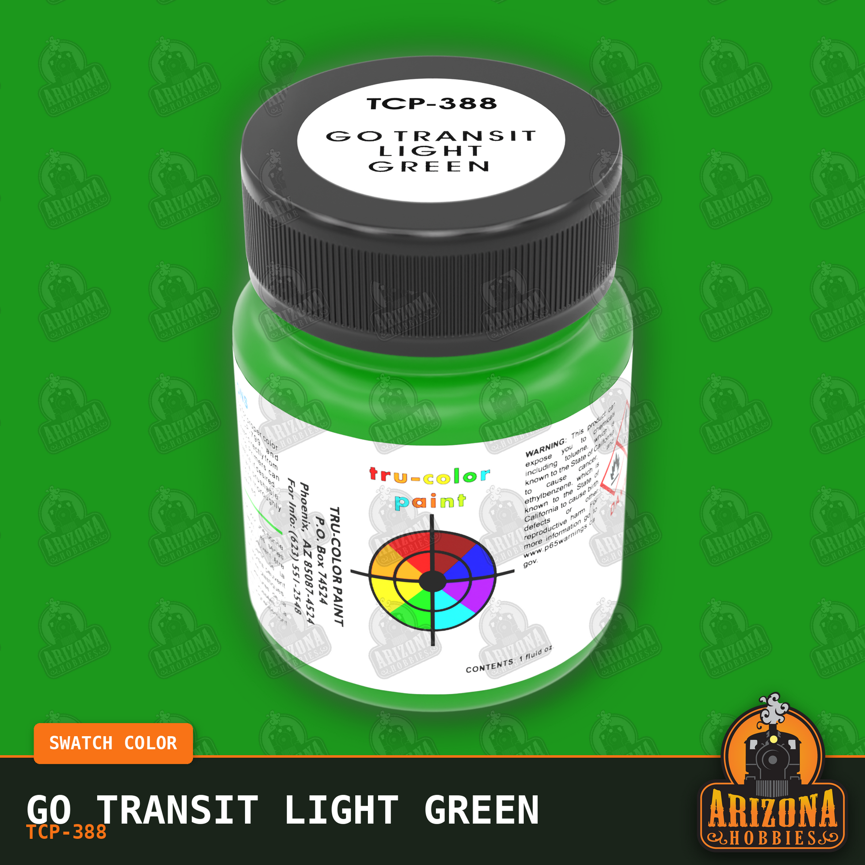 GO Transit LIGHT GREEN 1-oz bottle (Air-brush) Tru-Color Paint-with color swatch-Arizona Hobbies