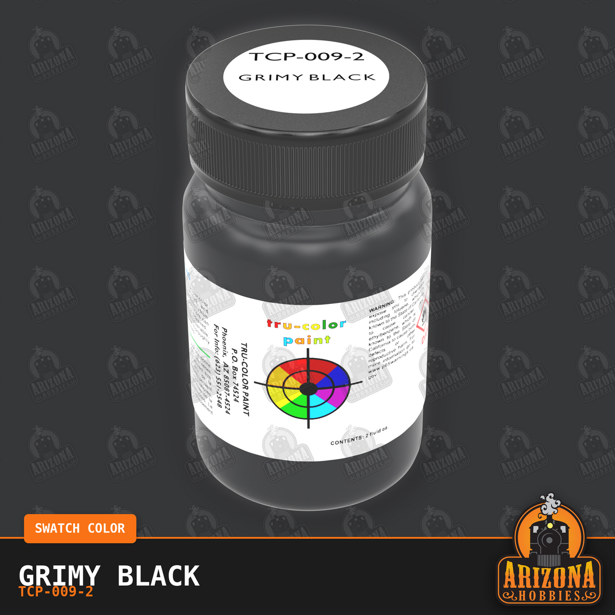 GRIMY BLACK 2-oz bottle (Air-brush) Tru-Color Paint SPECIAL ORDER ONLY-with color swatch-Arizona Hobbies
