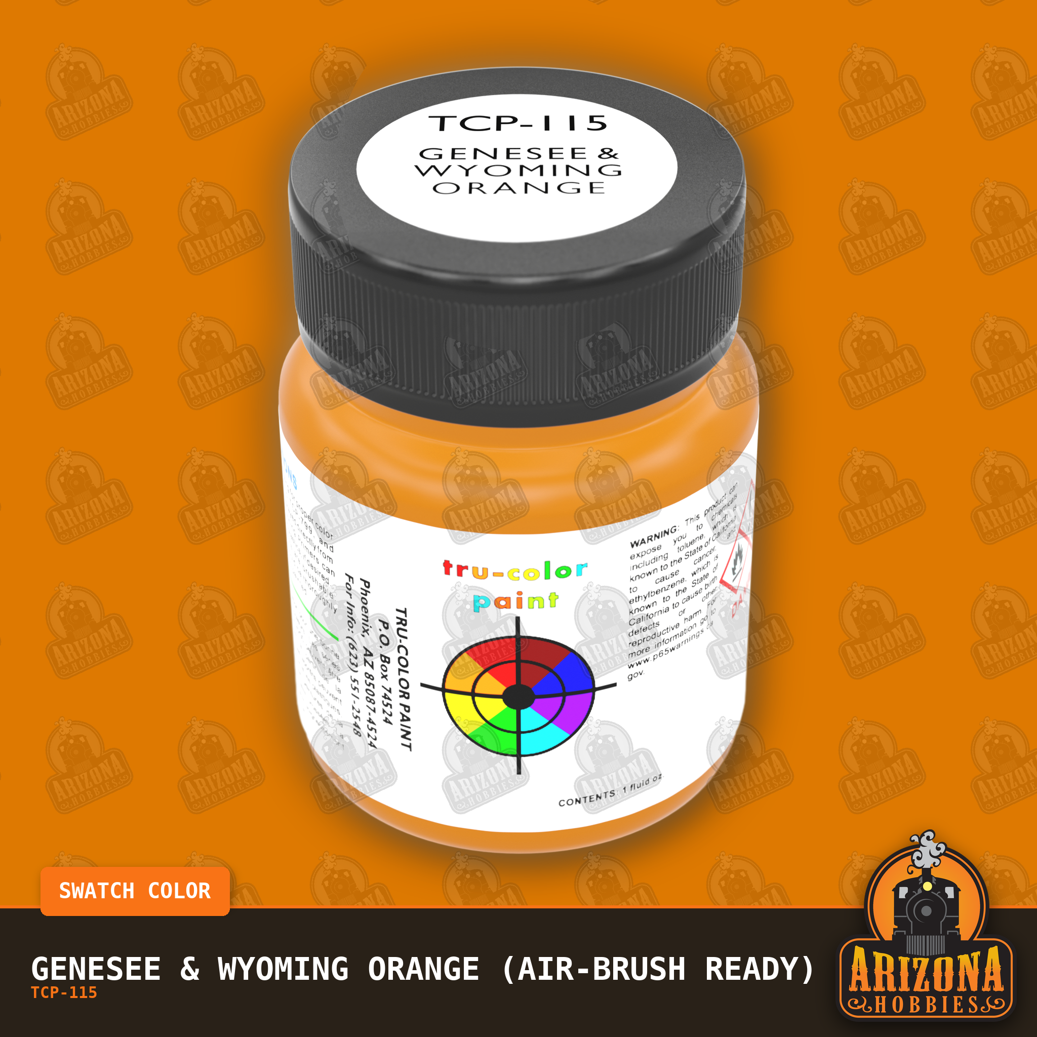 Genesee & Wyoming ORANGE 1-oz bottle (Air-brush) Tru-Color Paint-with color swatch-Arizona Hobbies