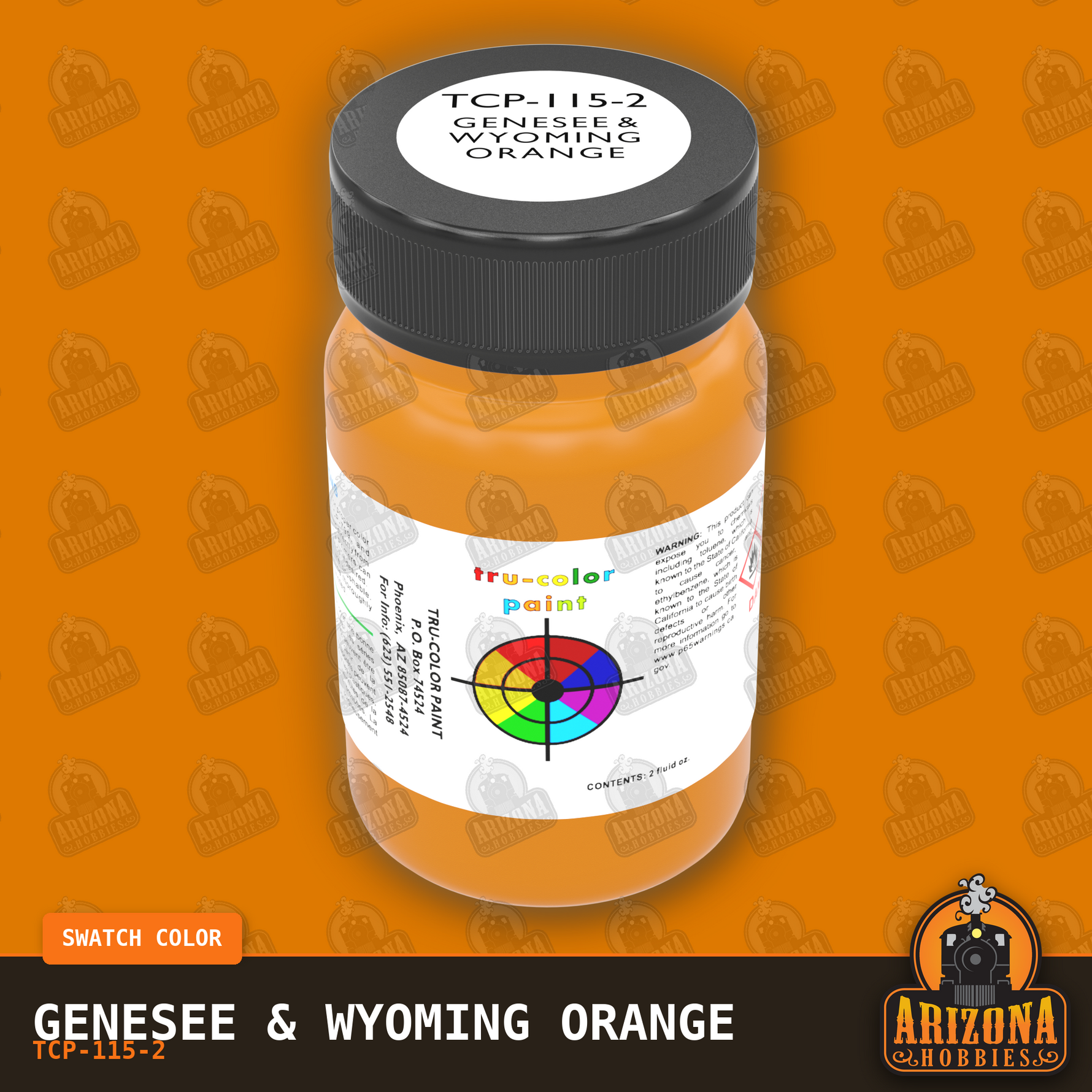 Genesee & Wyoming ORANGE 2-oz bottle (Air-brush) Tru-Color Paint SPECIAL ORDER ONLY-with color swatch-Arizona Hobbies