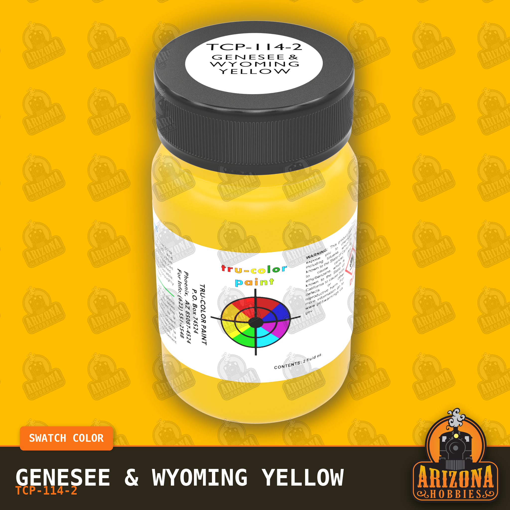 Genesee & Wyoming YELLOW 2-oz bottle (Air-brush) Tru-Color Paint SPECIAL ORDER ONLY-with color swatch-Arizona Hobbies