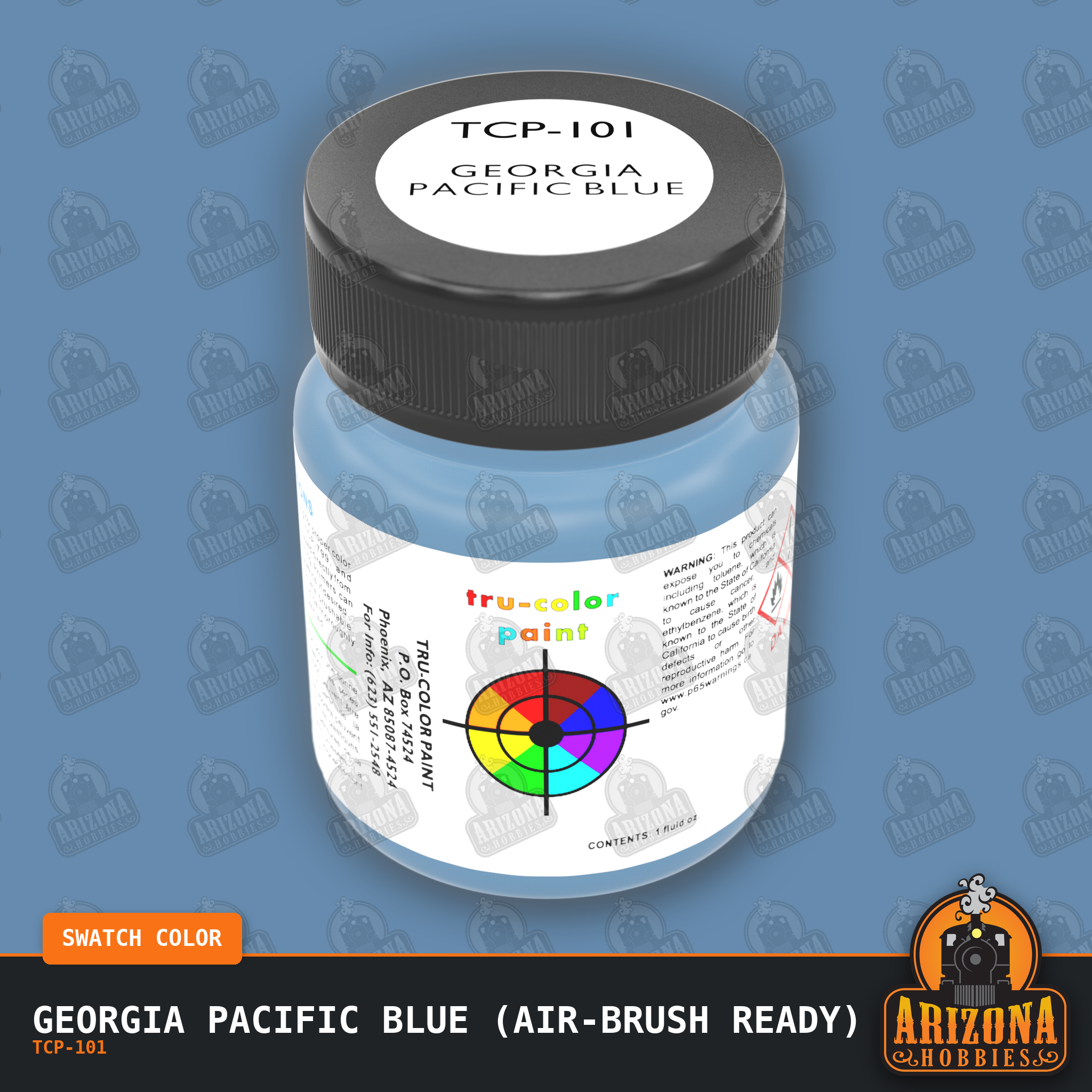 Georgia Pacific BLUE 1-oz bottle (Air-brush) Tru-Color Paint-with color swatch-Arizona Hobbies