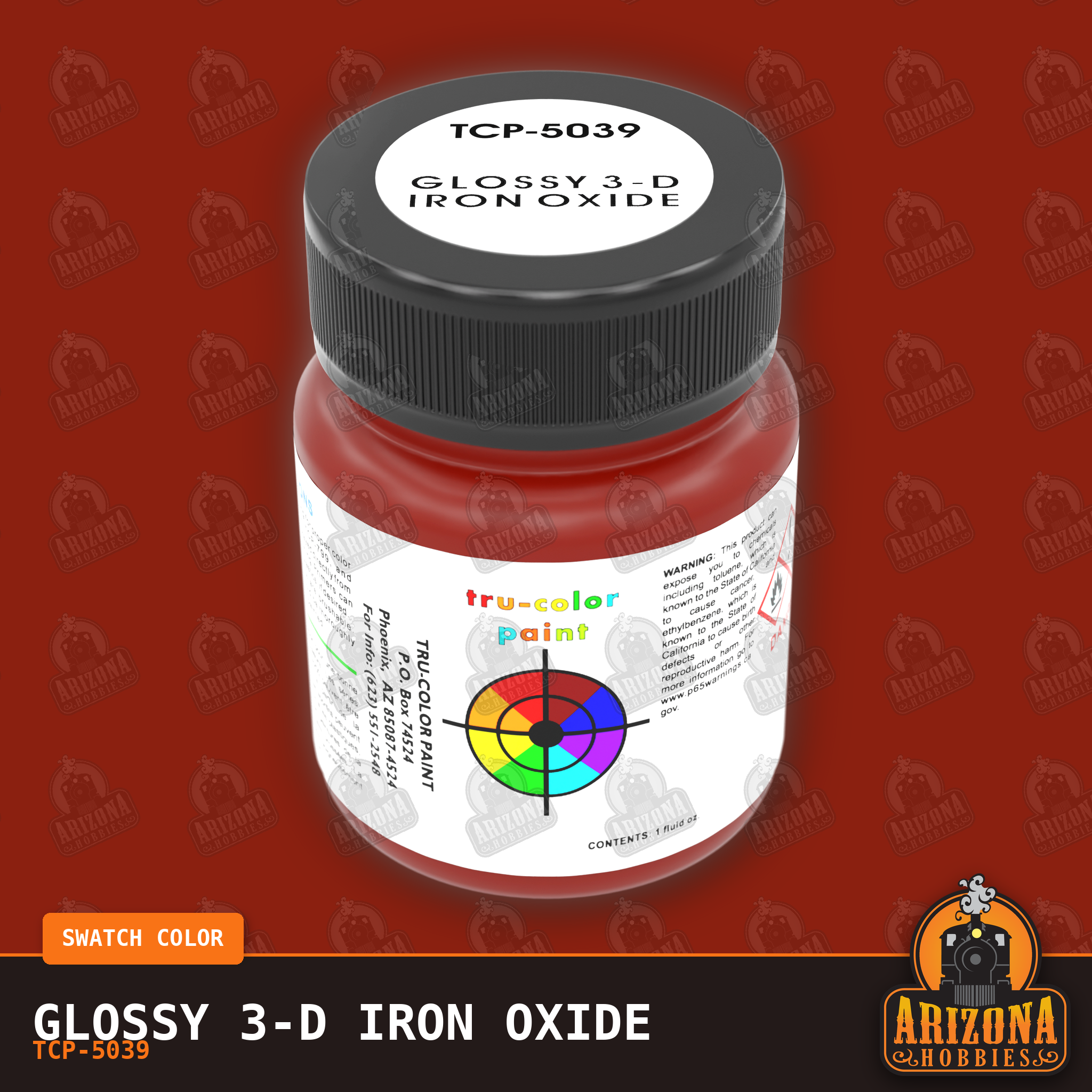 Glossy 3-D IRON OXIDE 1-oz bottle (Air-brush) Tru-Color Paint-with color swatch-Arizona Hobbies