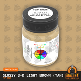 Glossy 3-D LIGHT BROWN (TAN) 1-oz bottle (Air-brush) Tru-Color Paint-with color swatch-Arizona Hobbies