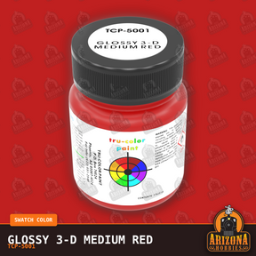 Glossy 3-D MEDIUM RED 1-oz bottle (Air-brush) Tru-Color Paint-with color swatch-Arizona Hobbies