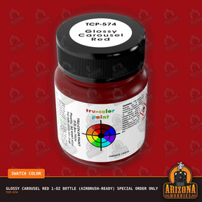 Glossy CAROUSEL RED 1-oz bottle (Air-brush) SPECIAL ORDER ONLY-with color swatch-Arizona Hobbies