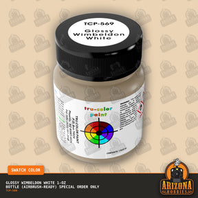 Glossy WIMBELDON WHITE 1-oz bottle (Air-brush) SPECIAL ORDER ONLY-with color swatch-Arizona Hobbies