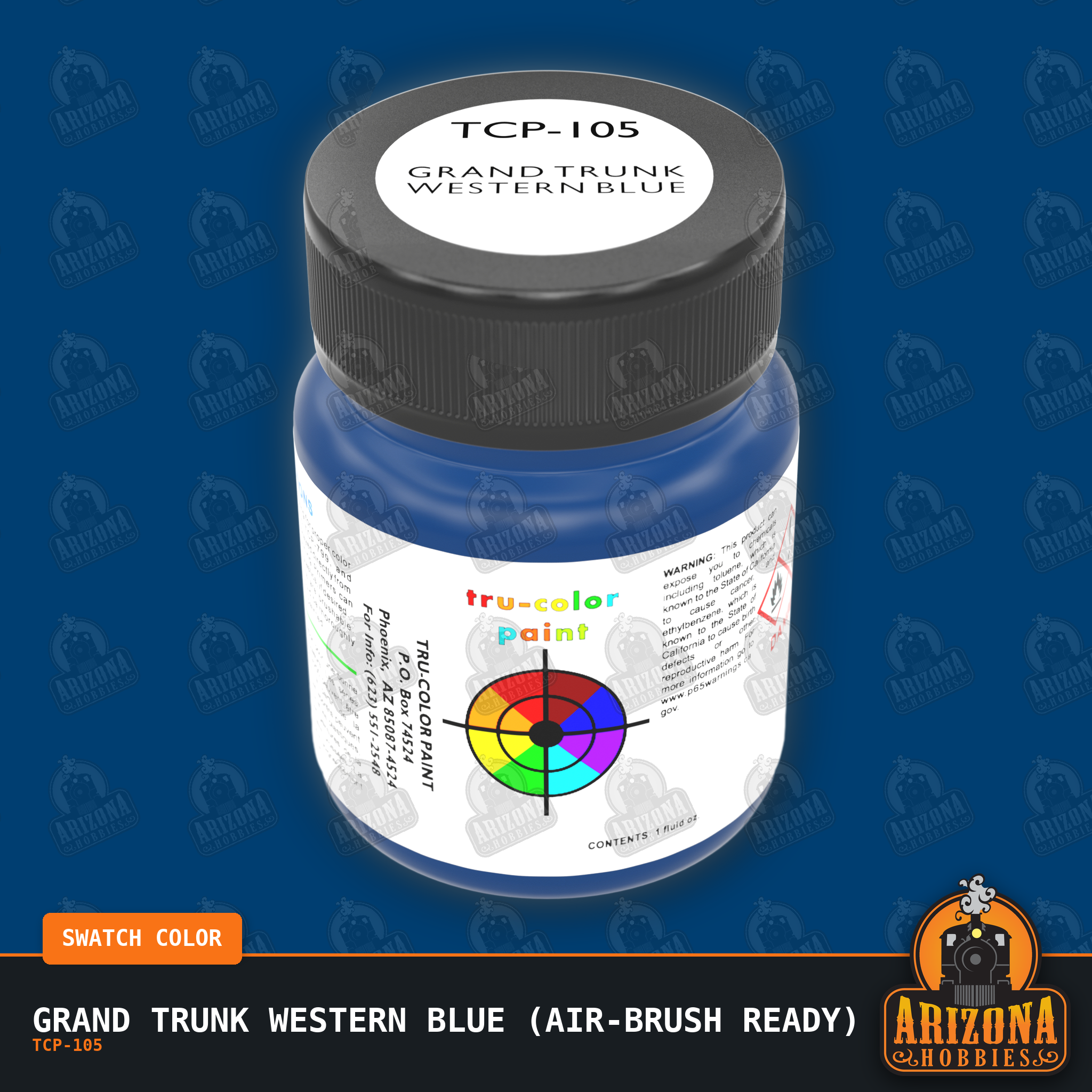 Grand Trunk Western BLUE 1-oz bottle (Air-brush) Tru-Color Paint-with color swatch-Arizona Hobbies