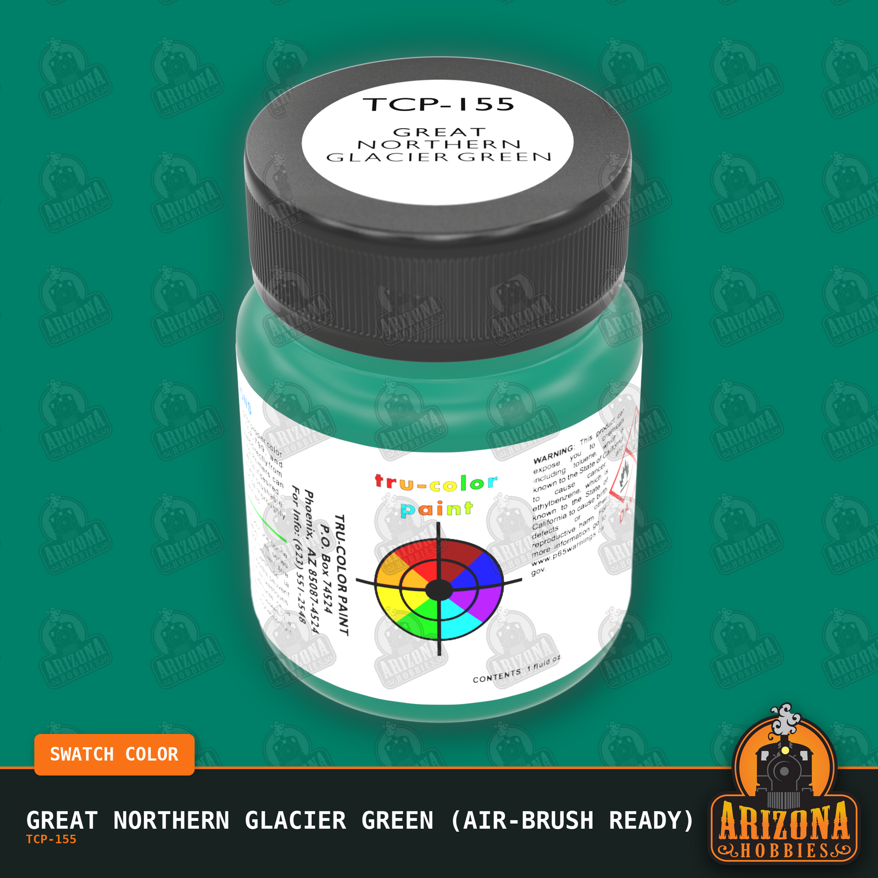 Great Northern GLACIER GREEN 1-oz bottle (Air-brush) Tru-Color Paint-with color swatch-Arizona Hobbies