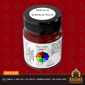 Gulf Mobile & Ohio RED 1-oz bottle (Air-brush) Tru-Color Paint-with color swatch-Arizona Hobbies