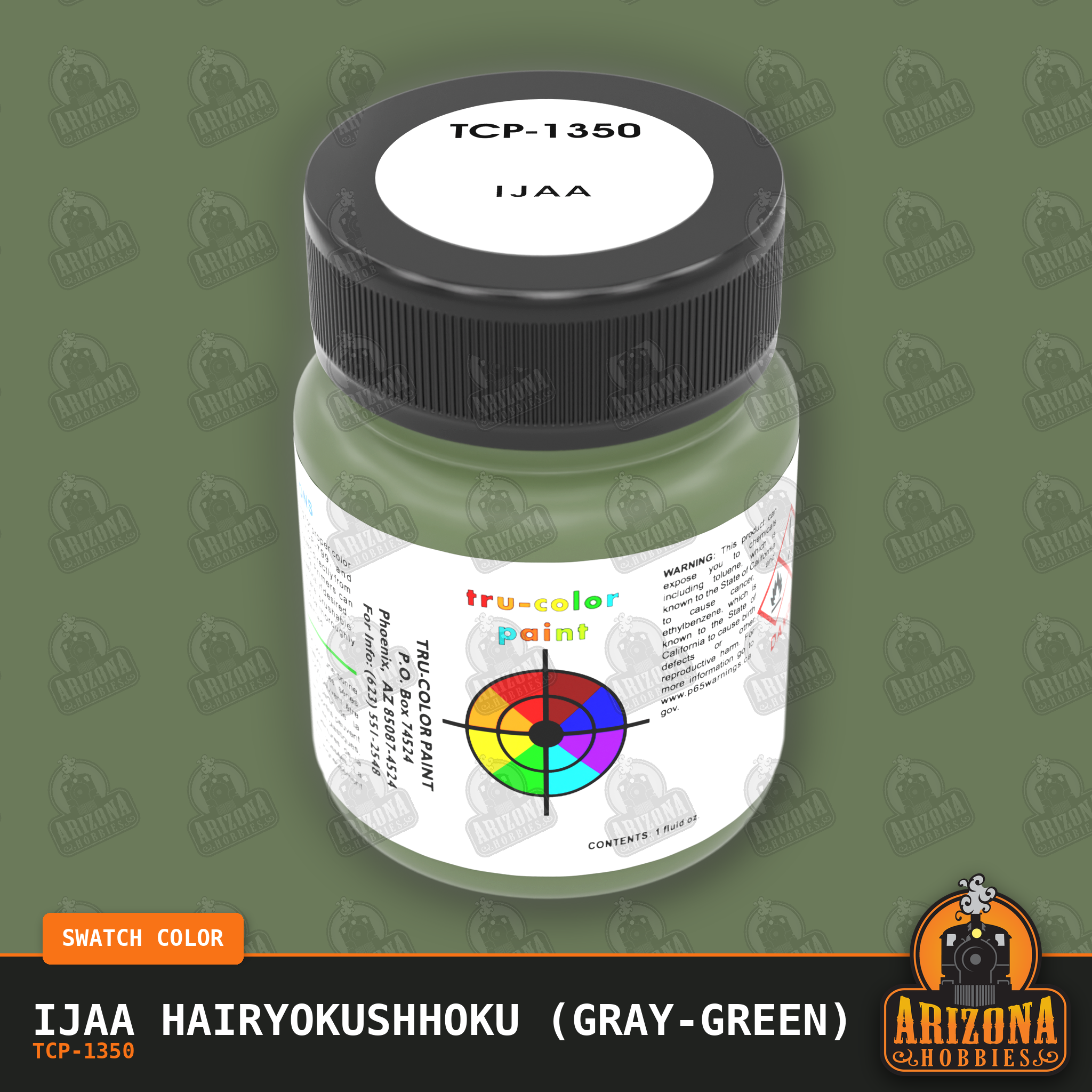 IJAA Hairyokushhoku (GRAY-GREEN) 1-oz bottle (Air-brush) Tru-Color Paint-with color swatch-Arizona Hobbies