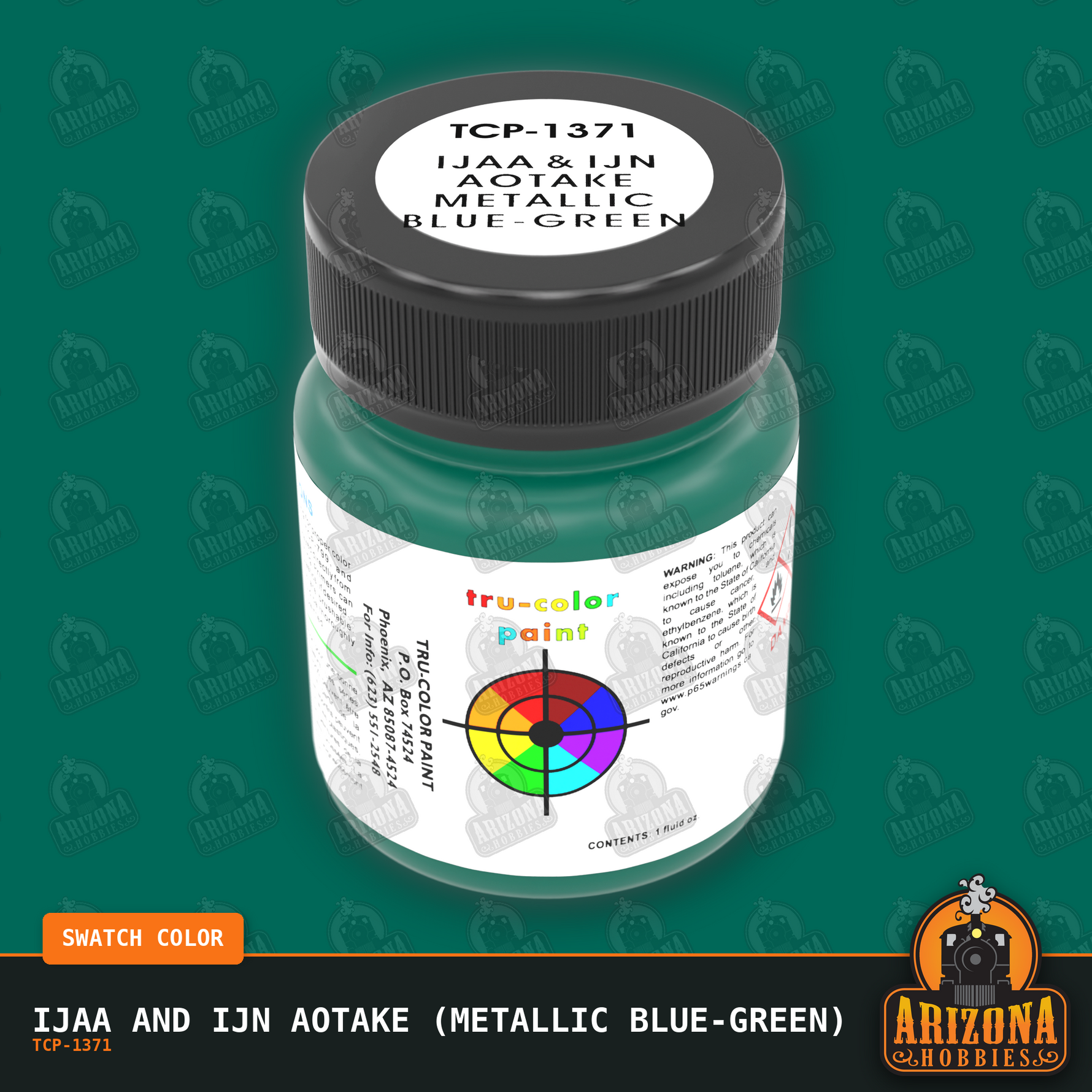 IJAA and IJN Aotake (METALLIC BLUE-GREEN) 1-oz bottle (Air-brush) Tru-Color Paint-with color swatch-Arizona Hobbies