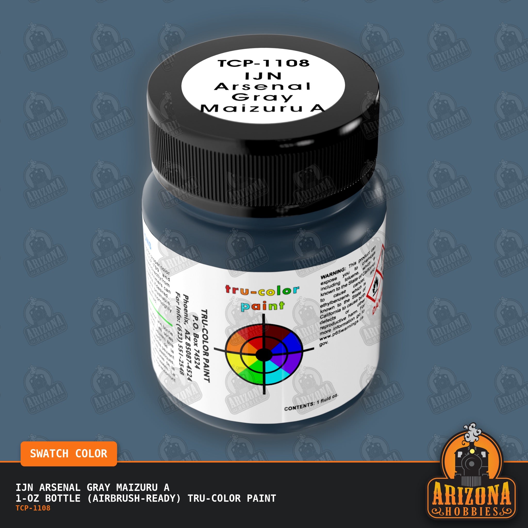 IJN ARSENAL GRAY MAIZURU A 1-oz bottle (Air-brush) Tru-Color Paint-with color swatch-Arizona Hobbies
