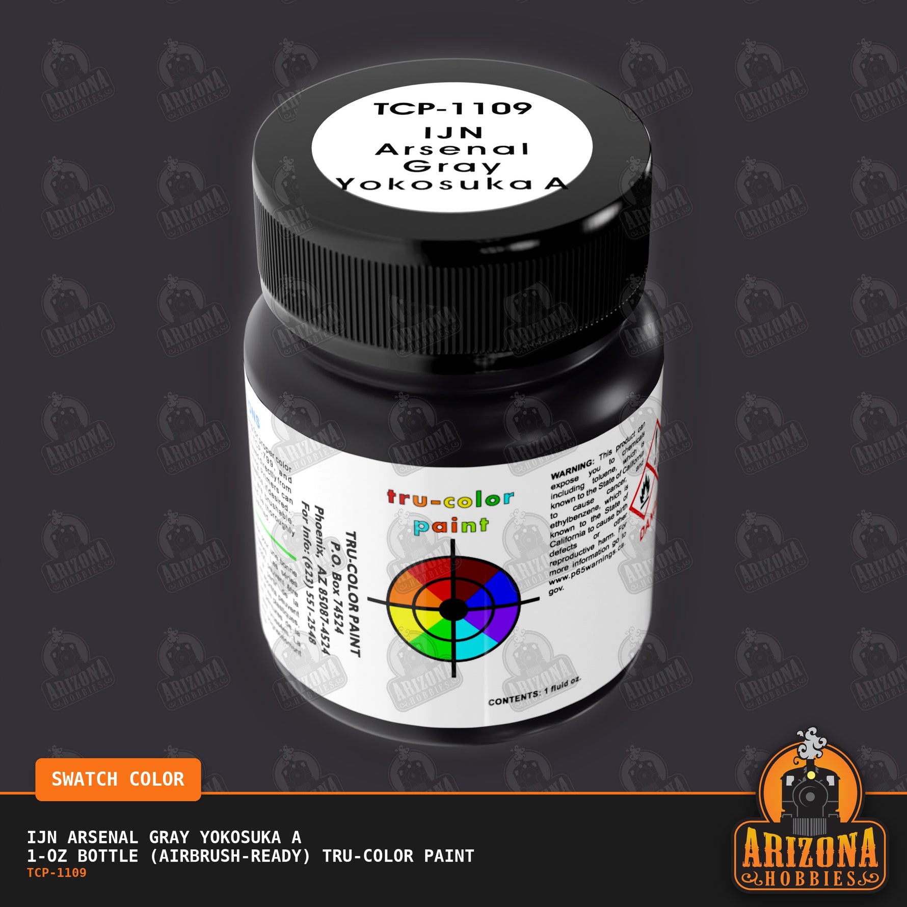 IJN ARSENAL GRAY YOKOSUKA A 1-oz bottle (Air-brush) Tru-Color Paint-with color swatch-Arizona Hobbies