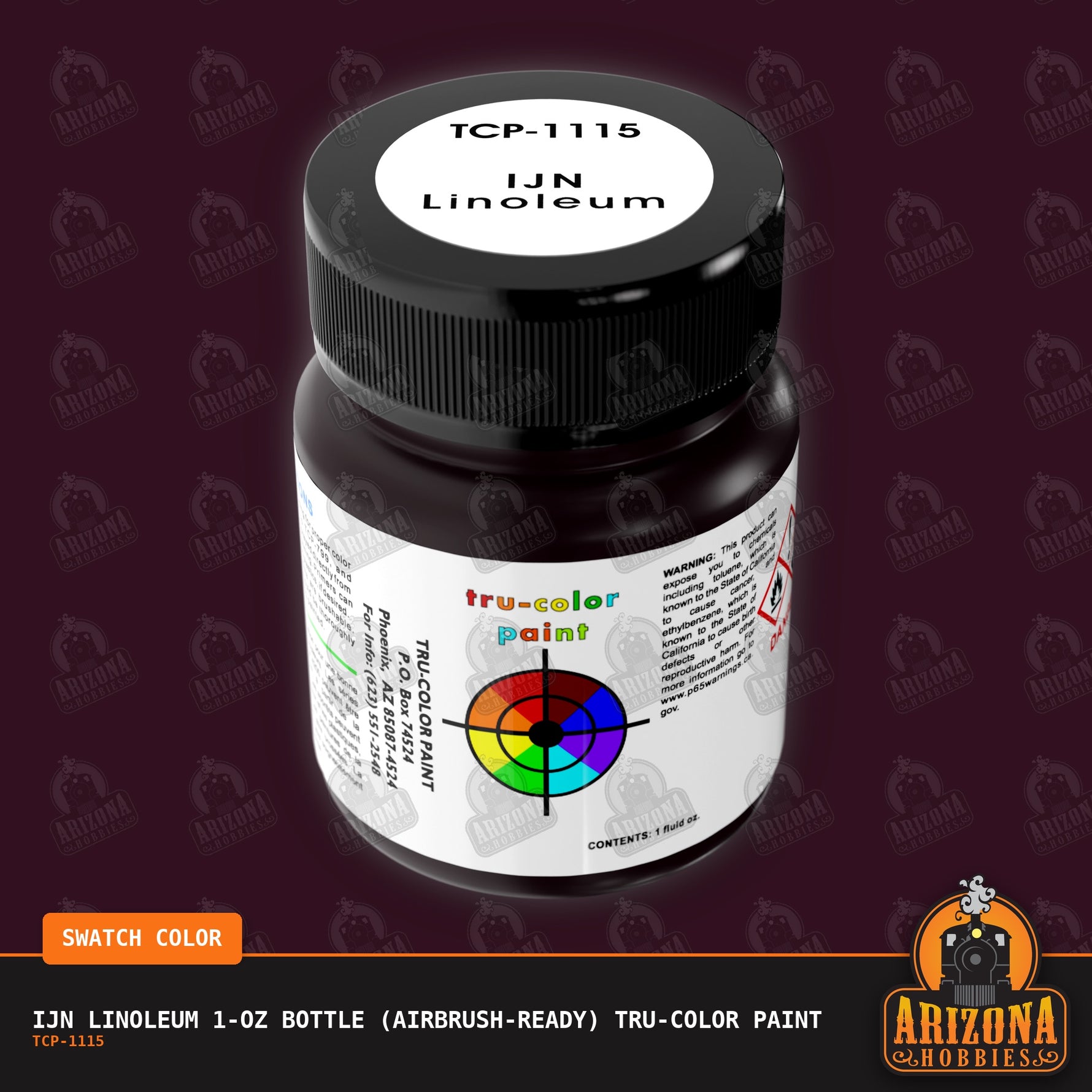 IJN LINOLEUM 1-oz bottle (Air-brush) Tru-Color Paint-with color swatch-Arizona Hobbies