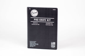 closed view of Hobby Knife Set includes knife handles and 43 assorted blades. Made in the USA. 
