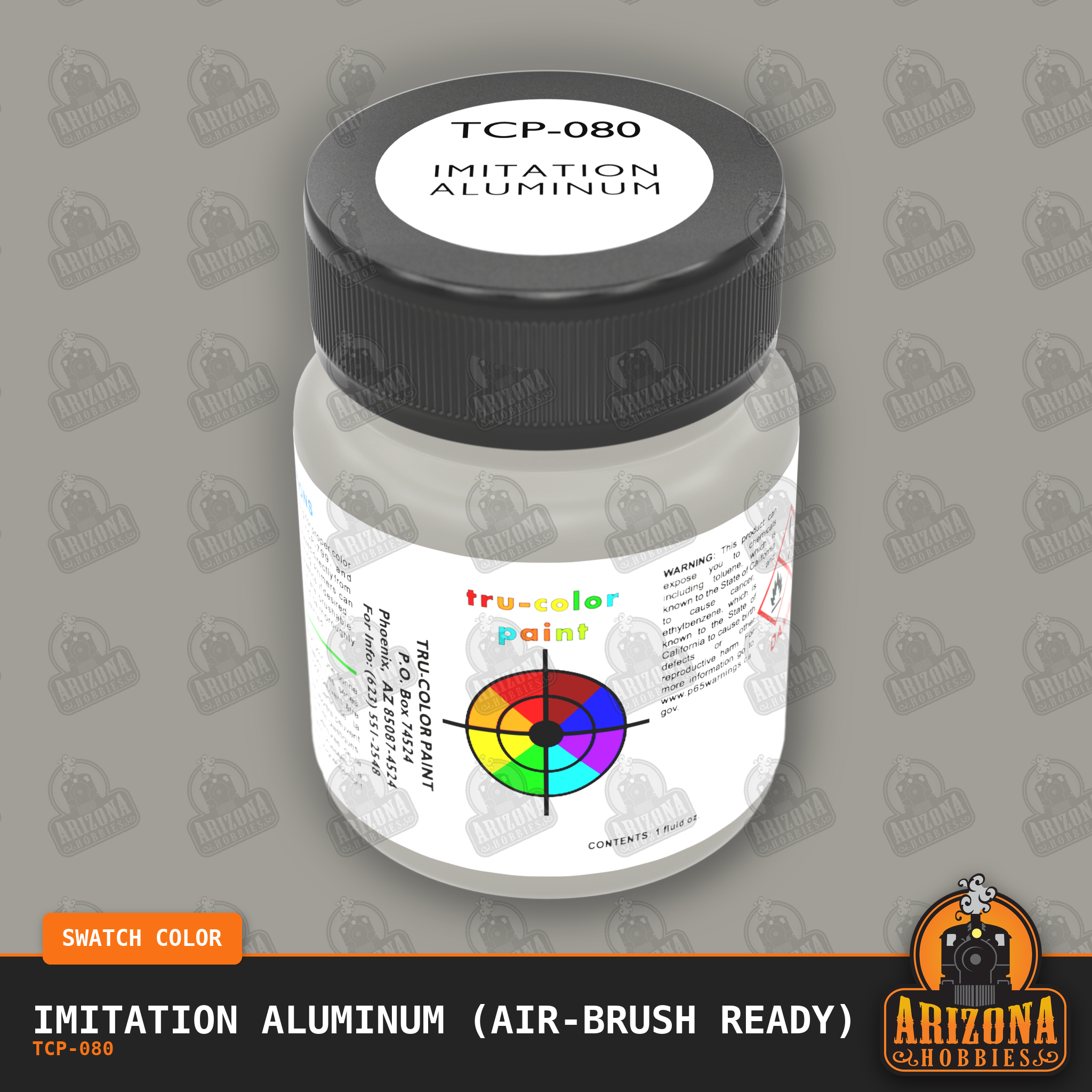 IMITATION ALUMINUM 1-oz bottle (Air-brush) Tru-Color Paint-with color swatch-Arizona Hobbies