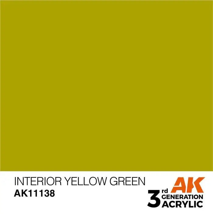 INTERIOR YELLOW-GREEN AK Interactive 3G Acrylic (.57 oz.) bottle-Arizona Hobbies