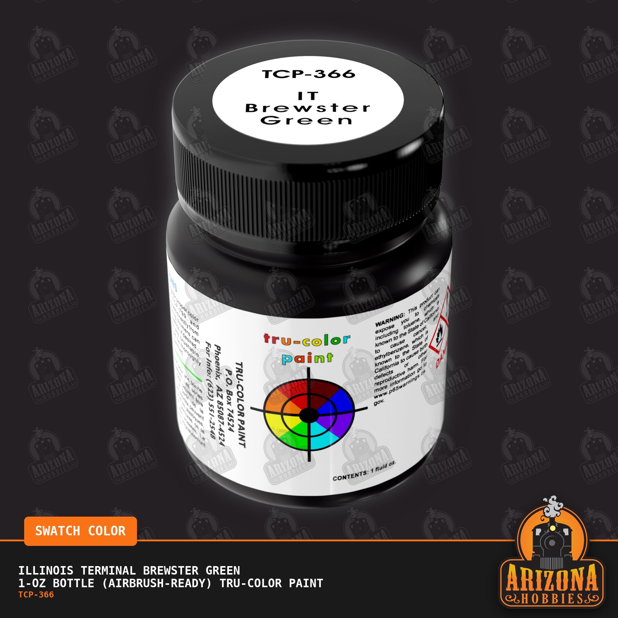 Illinois Terminal BREWSTER GREEN 1-oz bottle (Air-brush) Tru-Color Paint-with color swatch-Arizona Hobbies
