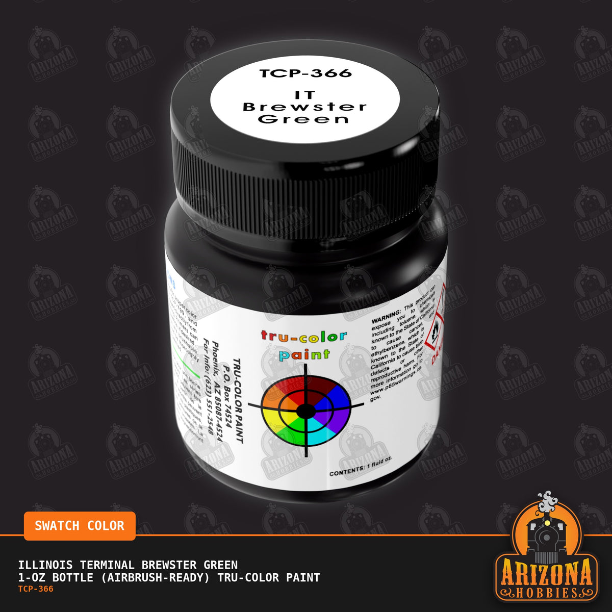 Illinois Terminal BREWSTER GREEN 1-oz bottle (Air-brush) Tru-Color Paint-with color swatch-Arizona Hobbies