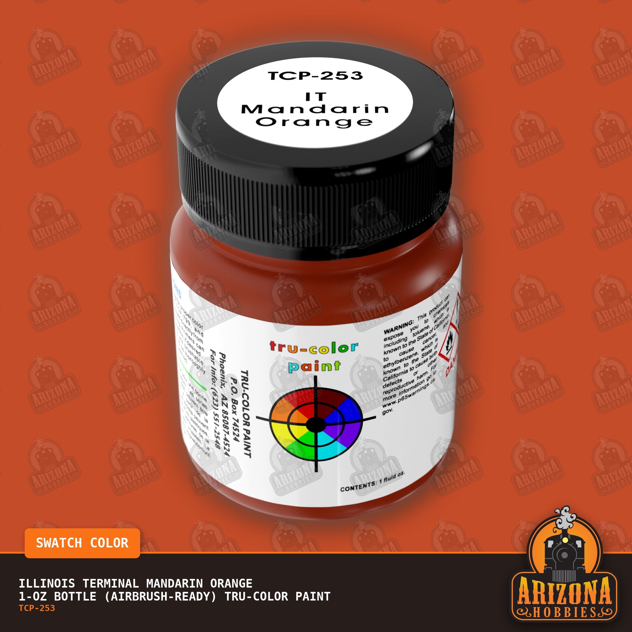 Illinois Terminal MANDARIN ORANGE 1-oz bottle (Air-brush) Tru-Color Paint-with color swatch-Arizona Hobbies