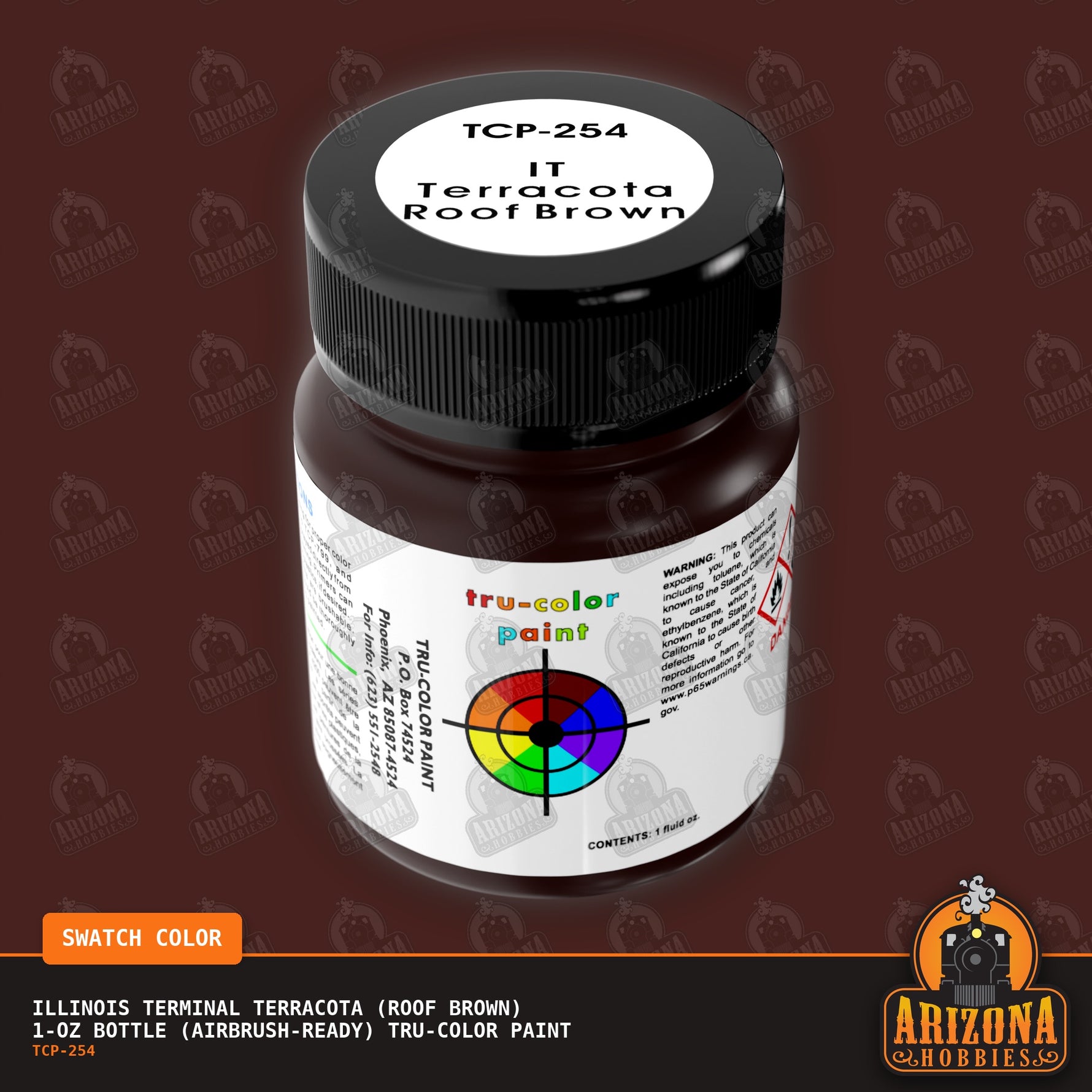 Illinois Terminal TERRACOTA (ROOF BROWN) 1-oz bottle (Air-brush) Tru-Color Paint-with color swatch-Arizona Hobbies