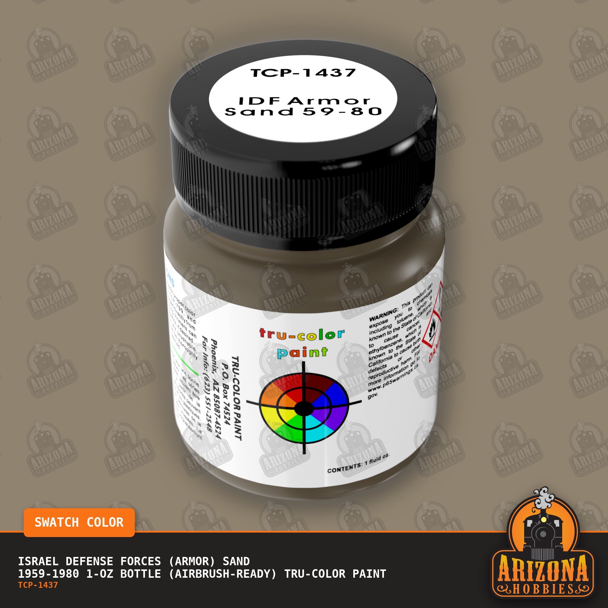 Israel Defense Forces (Armor) SAND 1959-1980 1-oz bottle (Air-brush) Tru-Color Paint-with color swatch-Arizona Hobbies