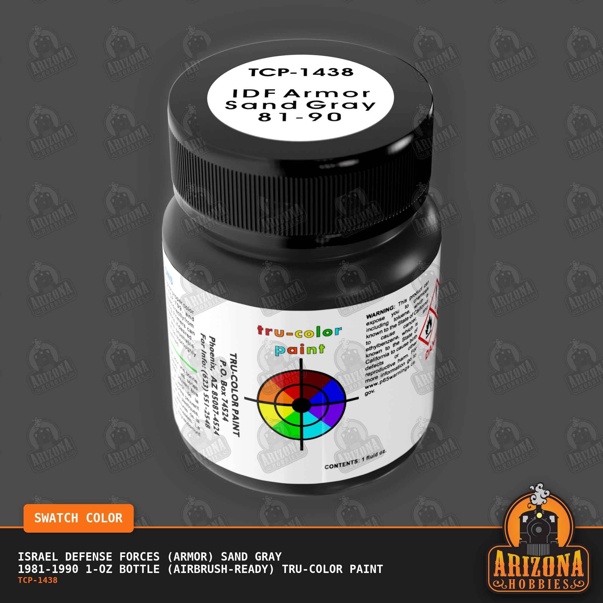 Israel Defense Forces (Armor) SAND GRAY 1981-1990 1-oz bottle (Air-brush) Tru-Color Paint-with color swatch-Arizona Hobbies
