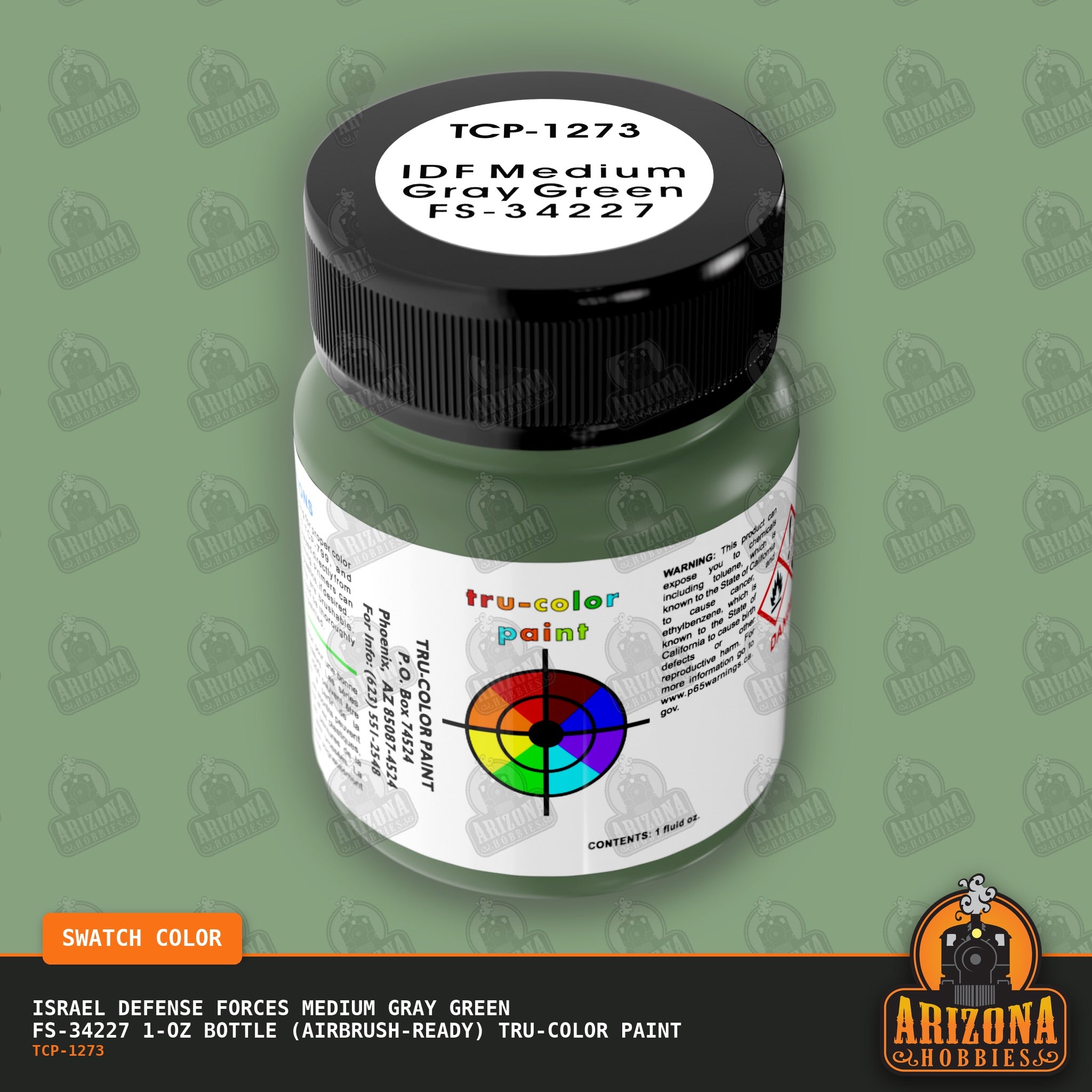Israel Defense Forces MEDIUM GRAY GREEN FS-34227 1-oz bottle (Air-brush) Tru-Color Paint-with color swatch-Arizona Hobbies
