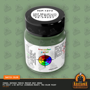 Israel Defense Forces MEDIUM GRAY GREEN FS-34227 1-oz bottle (Air-brush) Tru-Color Paint-with color swatch-Arizona Hobbies