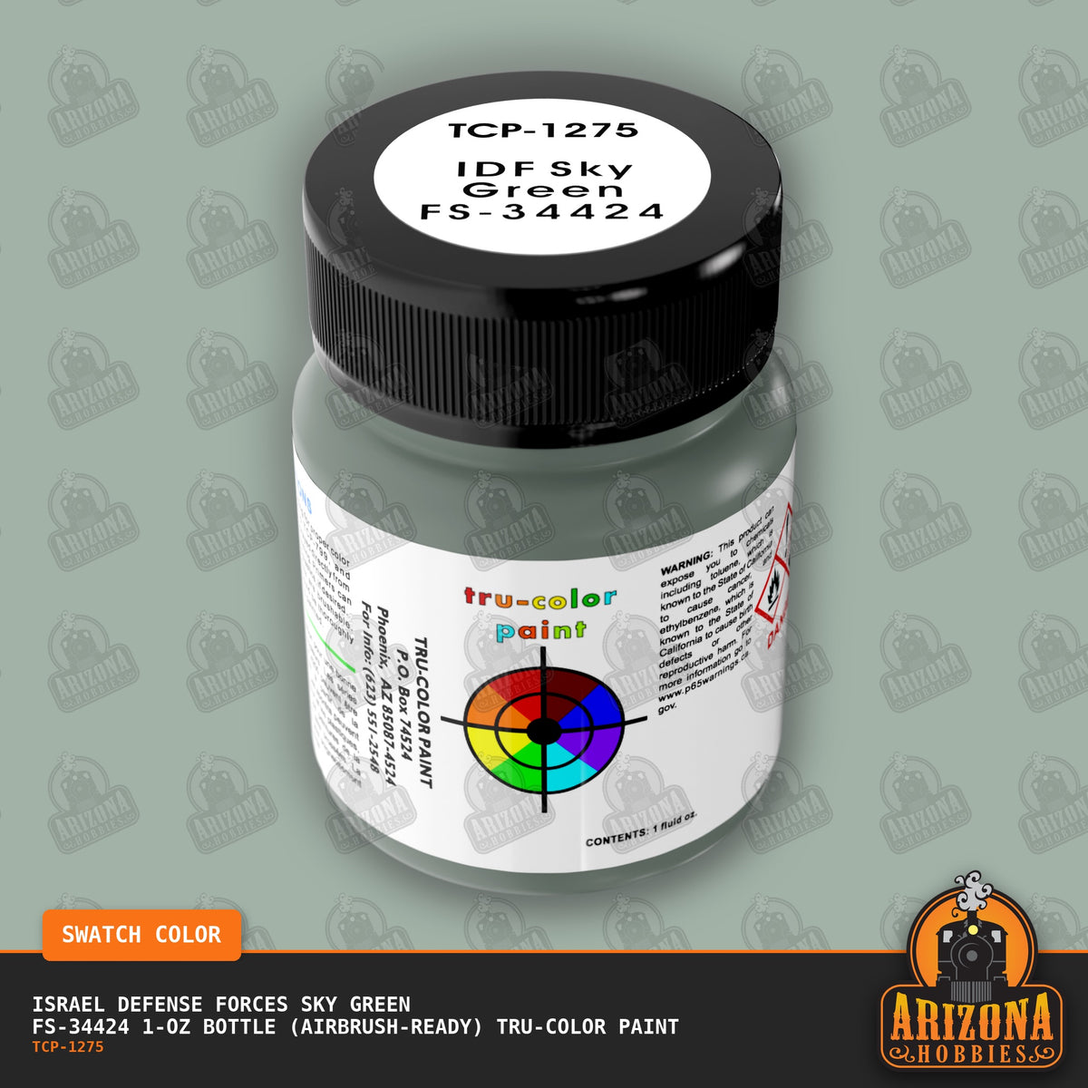 Israel Defense Forces SKY GREEN FS-34424 1-oz bottle (Air-brush) Tru-Color Paint-with color swatch-Arizona Hobbies