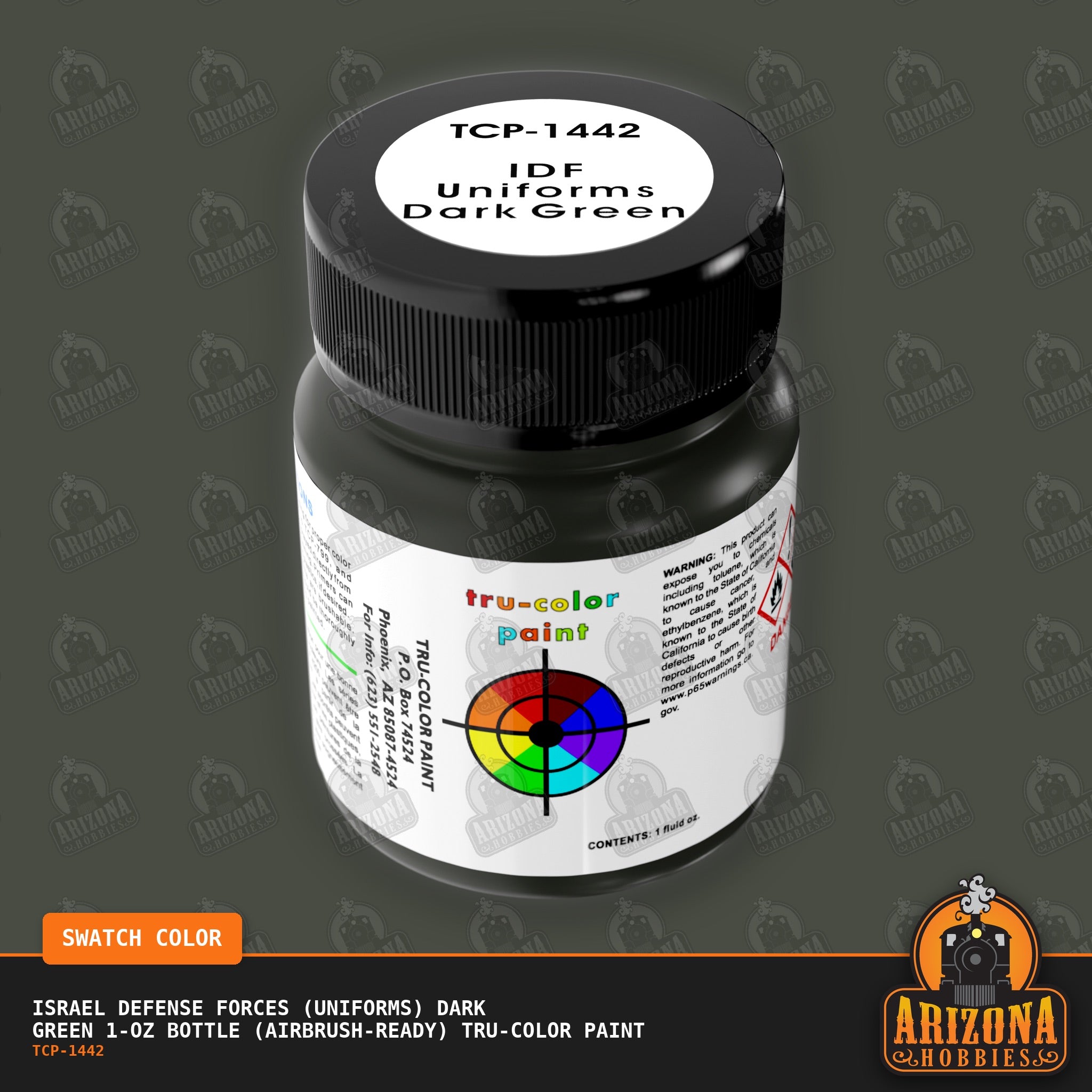 Israel Defense Forces (Uniforms) DARK GREEN 1-oz bottle (Air-brush) Tru-Color Paint-with color swatch-Arizona Hobbies