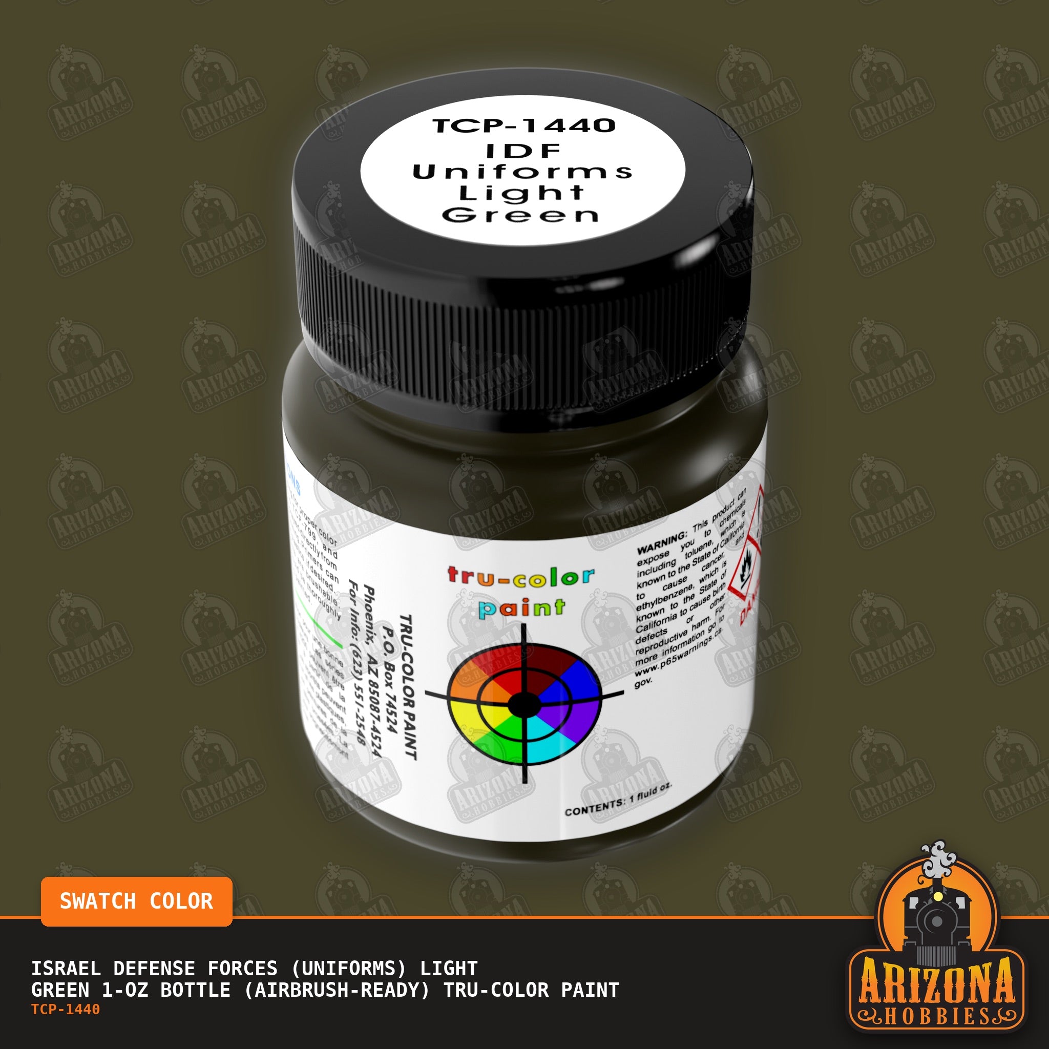 Israel Defense Forces (Uniforms) LIGHT GREEN 1-oz bottle (Air-brush) Tru-Color Paint-with color swatch-Arizona Hobbies