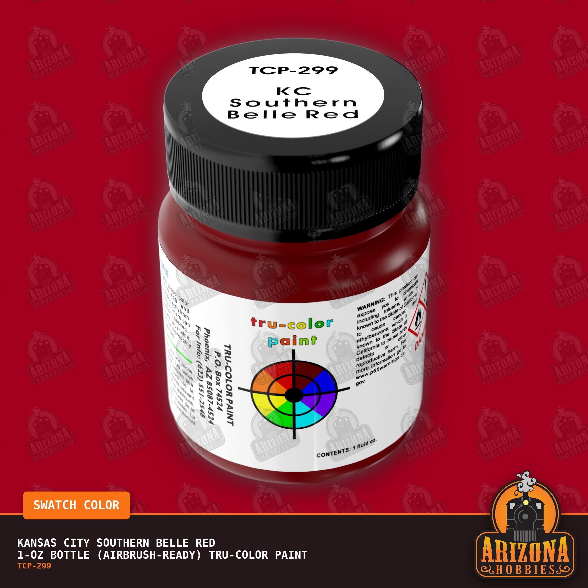 Kansas City SOUTHERN BELLE RED 1-oz bottle (Air-brush) Tru-Color Paint-with color swatch-Arizona Hobbies