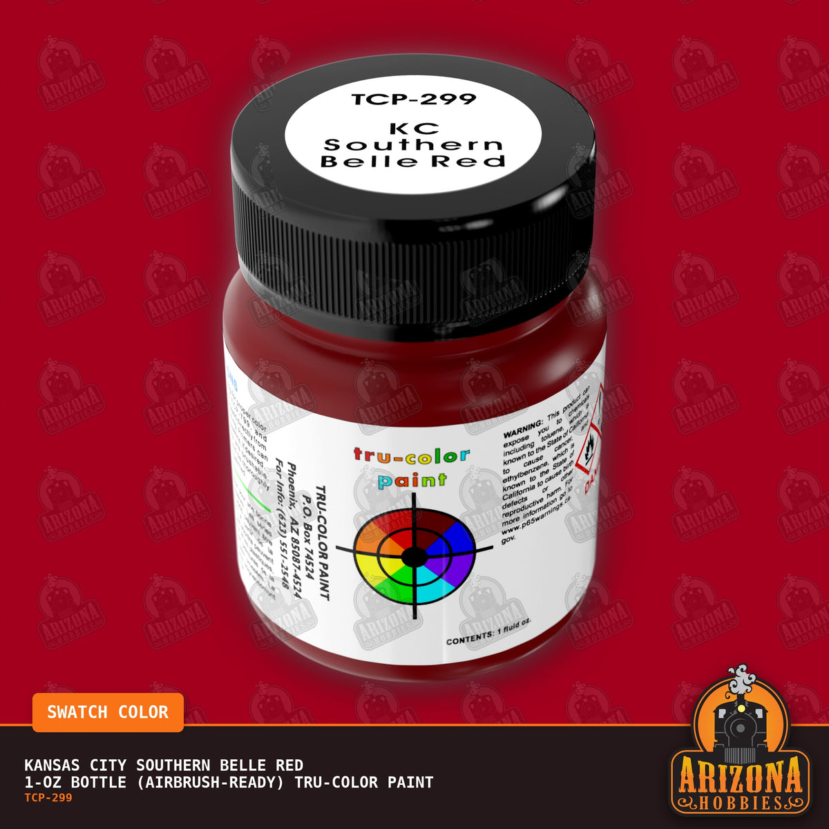 Kansas City SOUTHERN BELLE RED 1-oz bottle (Air-brush) Tru-Color Paint-with color swatch-Arizona Hobbies