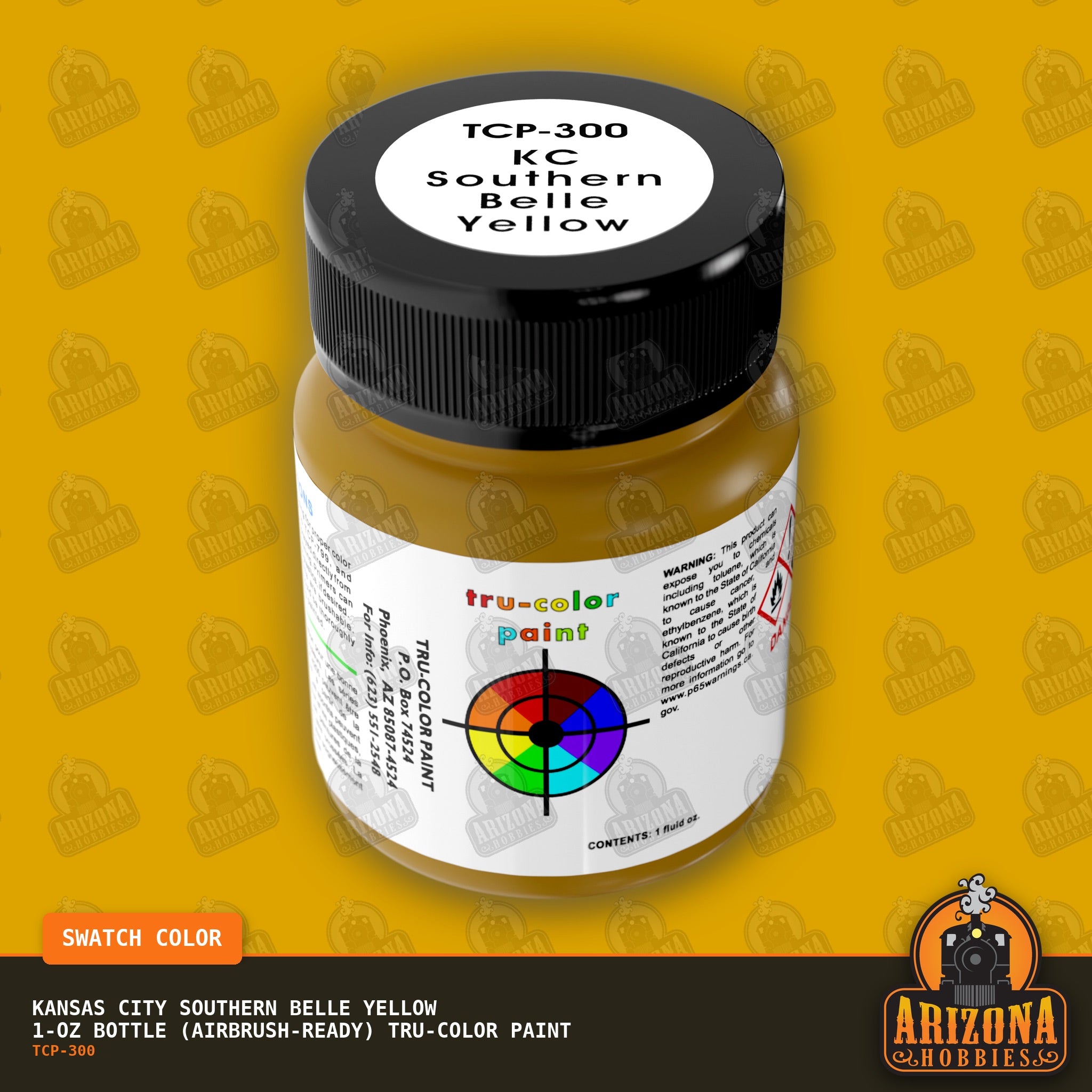 Kansas City SOUTHERN BELLE YELLOW 1-oz bottle (Air-brush) Tru-Color Paint-with color swatch-Arizona Hobbies