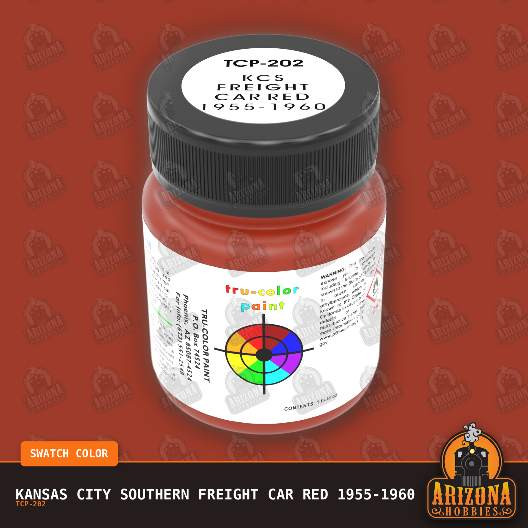 Kansas City Southern FREIGHT CAR RED 1955-1960 1-oz bottle (Air-brush) Tru-Color Paint SPECIAL ORDER ONLY-with color swatch-Arizona Hobbies