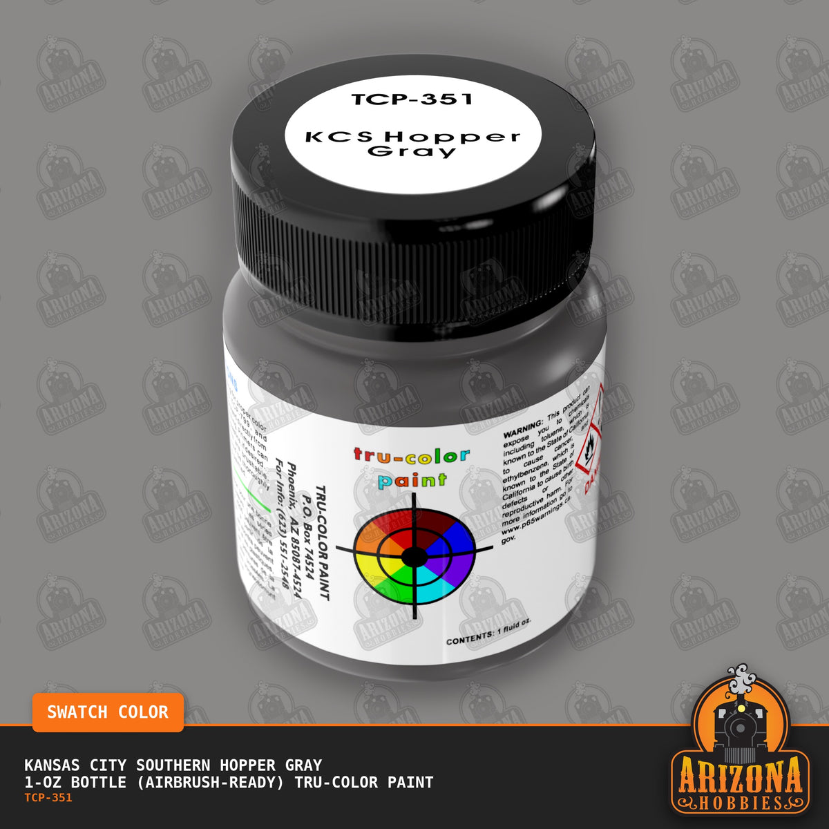 Kansas City Southern HOPPER GRAY 1-oz bottle (Air-brush) Tru-Color Paint-with color swatch-Arizona Hobbies