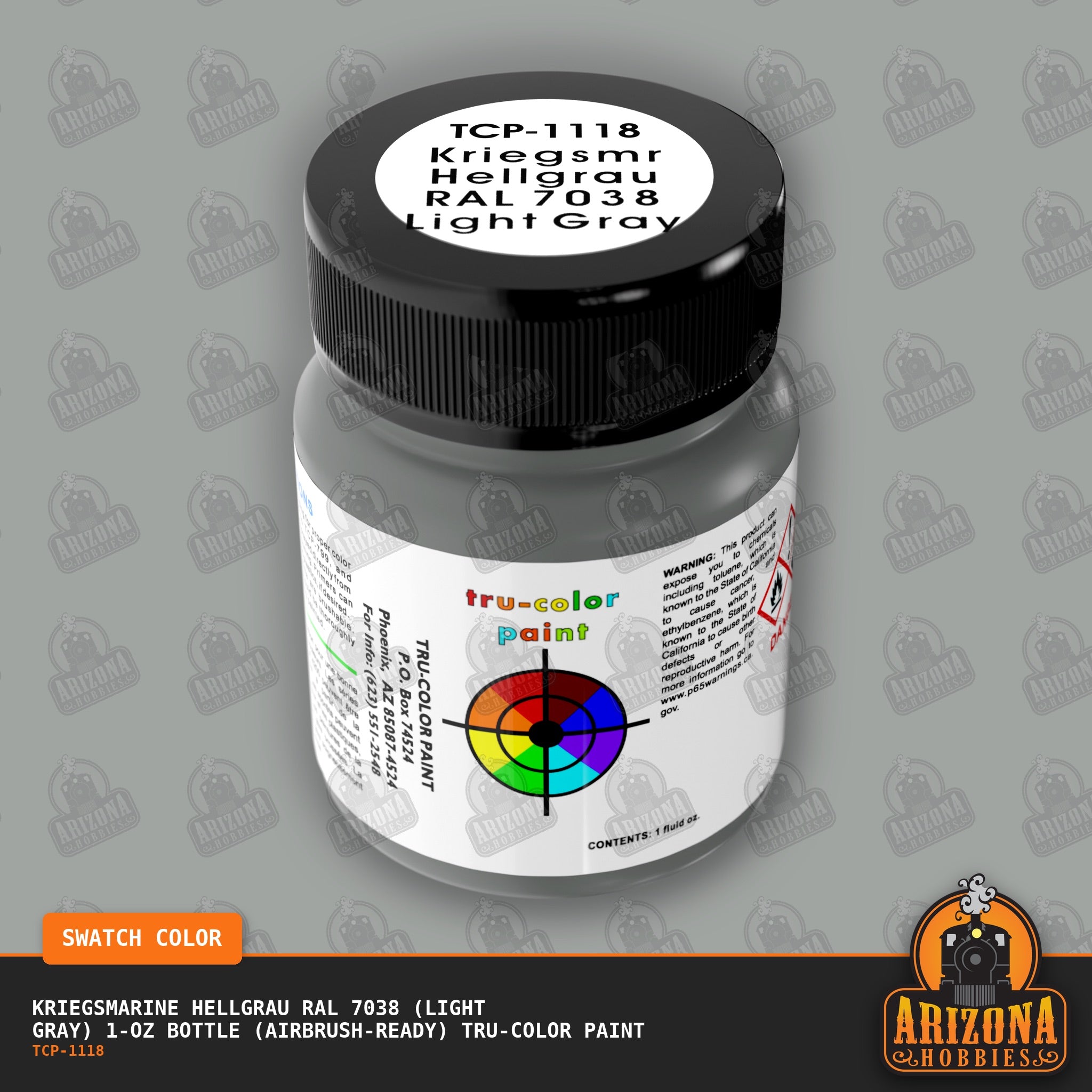 Kriegsmarine HELLGRAU RAL 7038 (Light Gray) 1-oz bottle (Air-brush) Tru-Color Paint-with color swatch-Arizona Hobbies