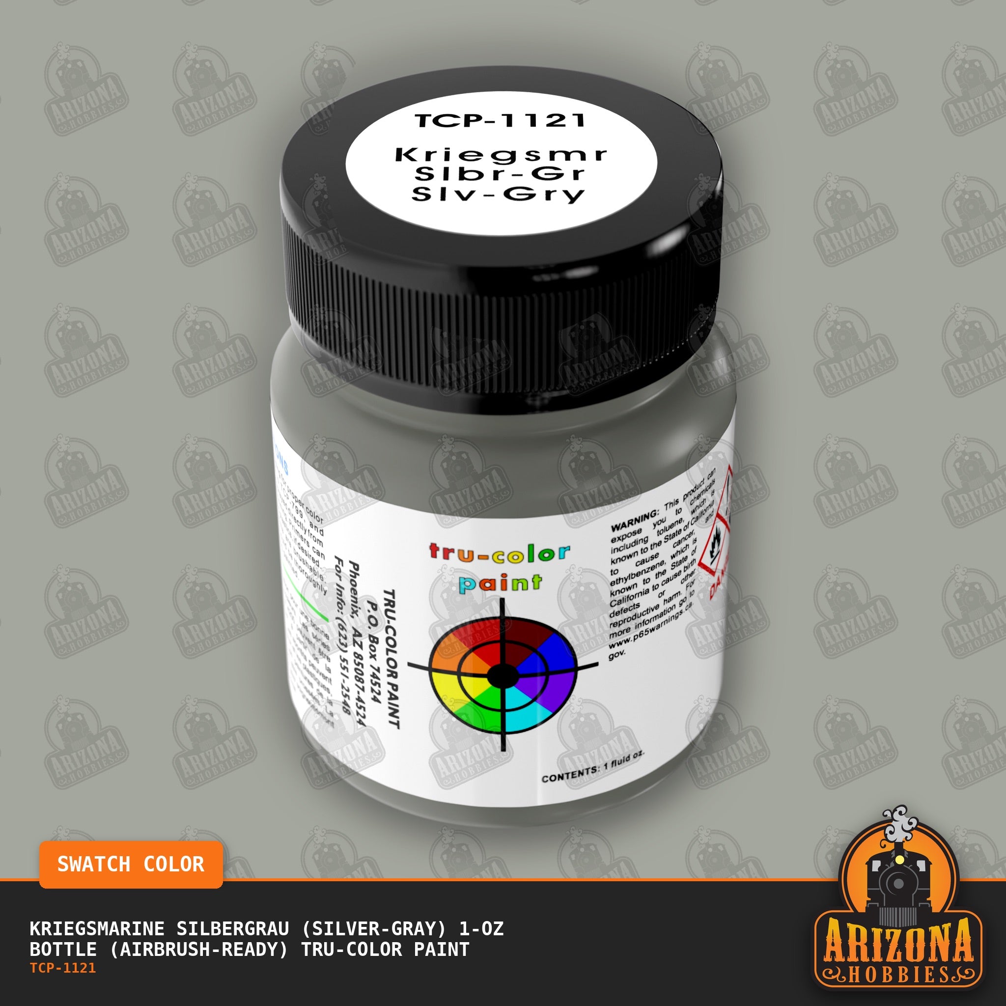 Kriegsmarine SILBERGRAU (Silver-Gray) 1-oz bottle (Air-brush) Tru-Color Paint-with color swatch-Arizona Hobbies