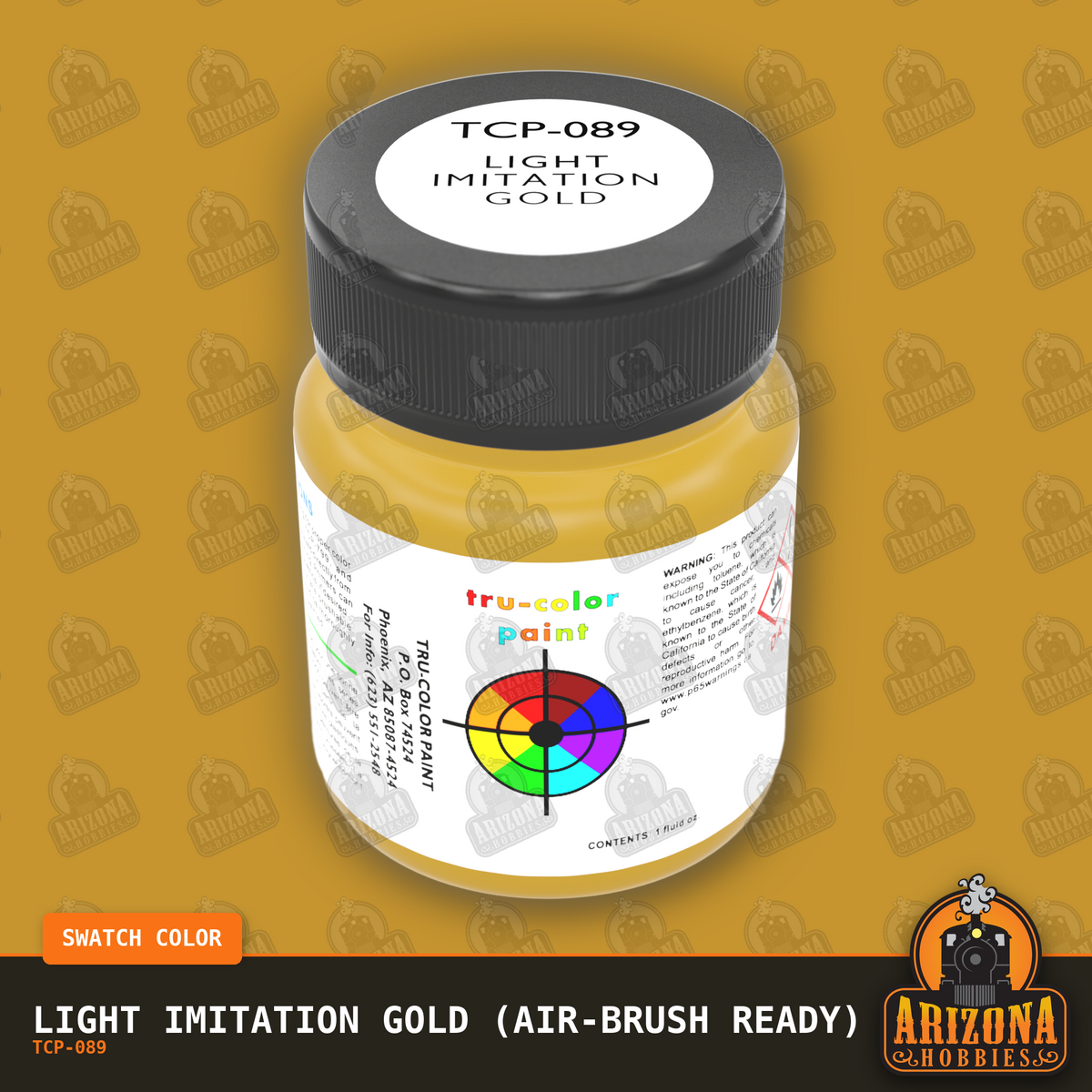 LIGHT IMITATION GOLD 1-oz bottle (Air-brush) Tru-Color Paint-with color swatch-Arizona Hobbies