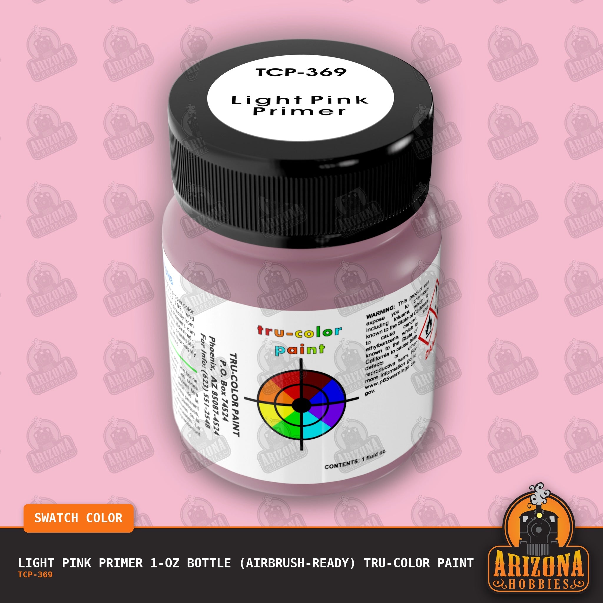 LIGHT PINK PRIMER 1-oz bottle (Air-brush) Tru-Color Paint-with color swatch-Arizona Hobbies